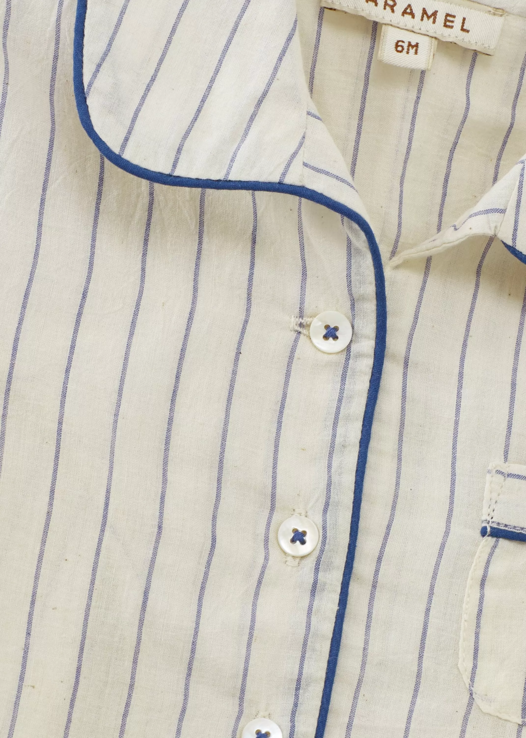 Pijama Morbido per Neonati Fantasia Righe Beige e Blu Azzurro - Pigiamino Notte Confortevole Caramel Collection