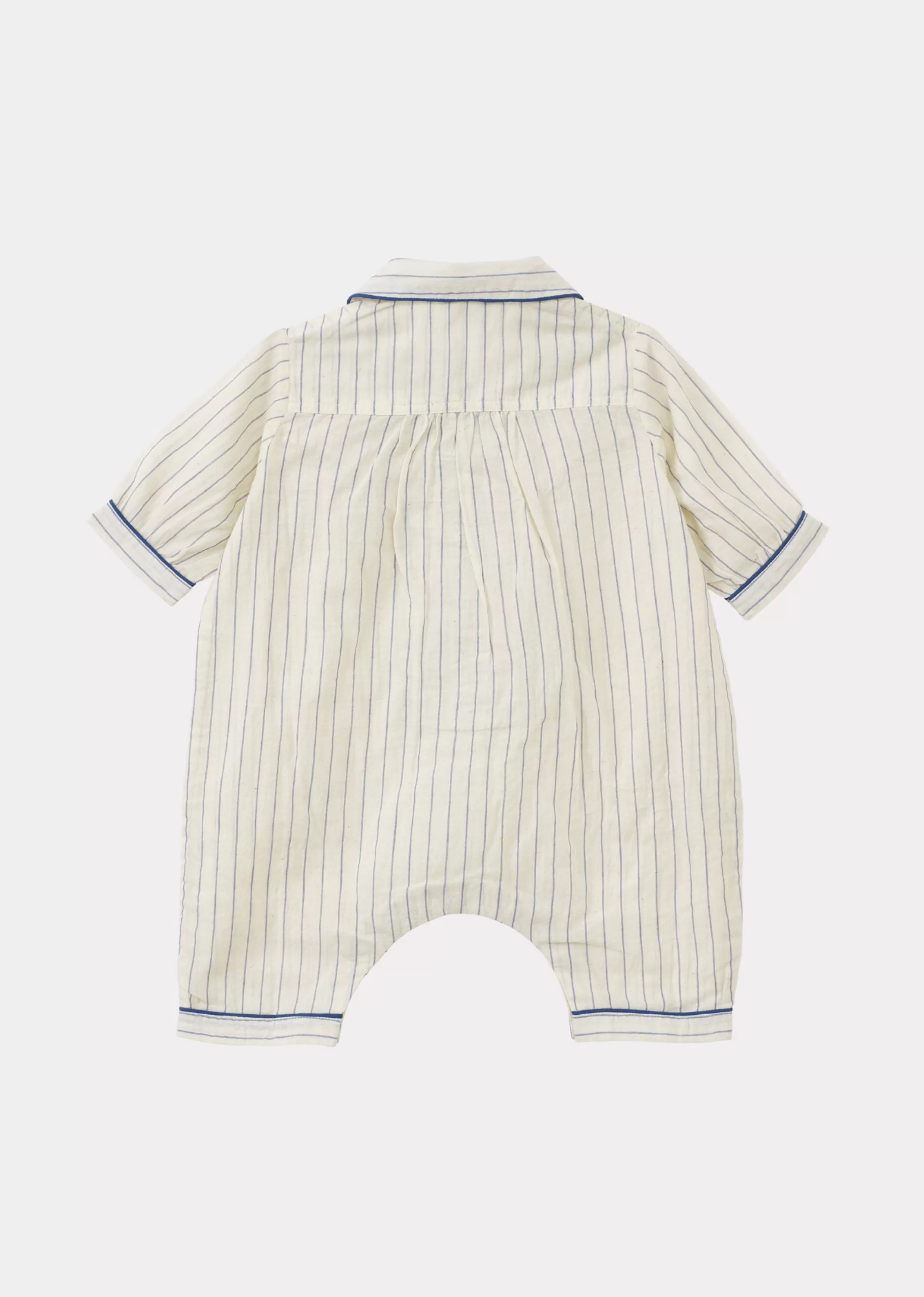 Pijama Morbido per Neonati Fantasia Righe Beige e Blu Azzurro - Pigiamino Notte Confortevole Caramel Collection