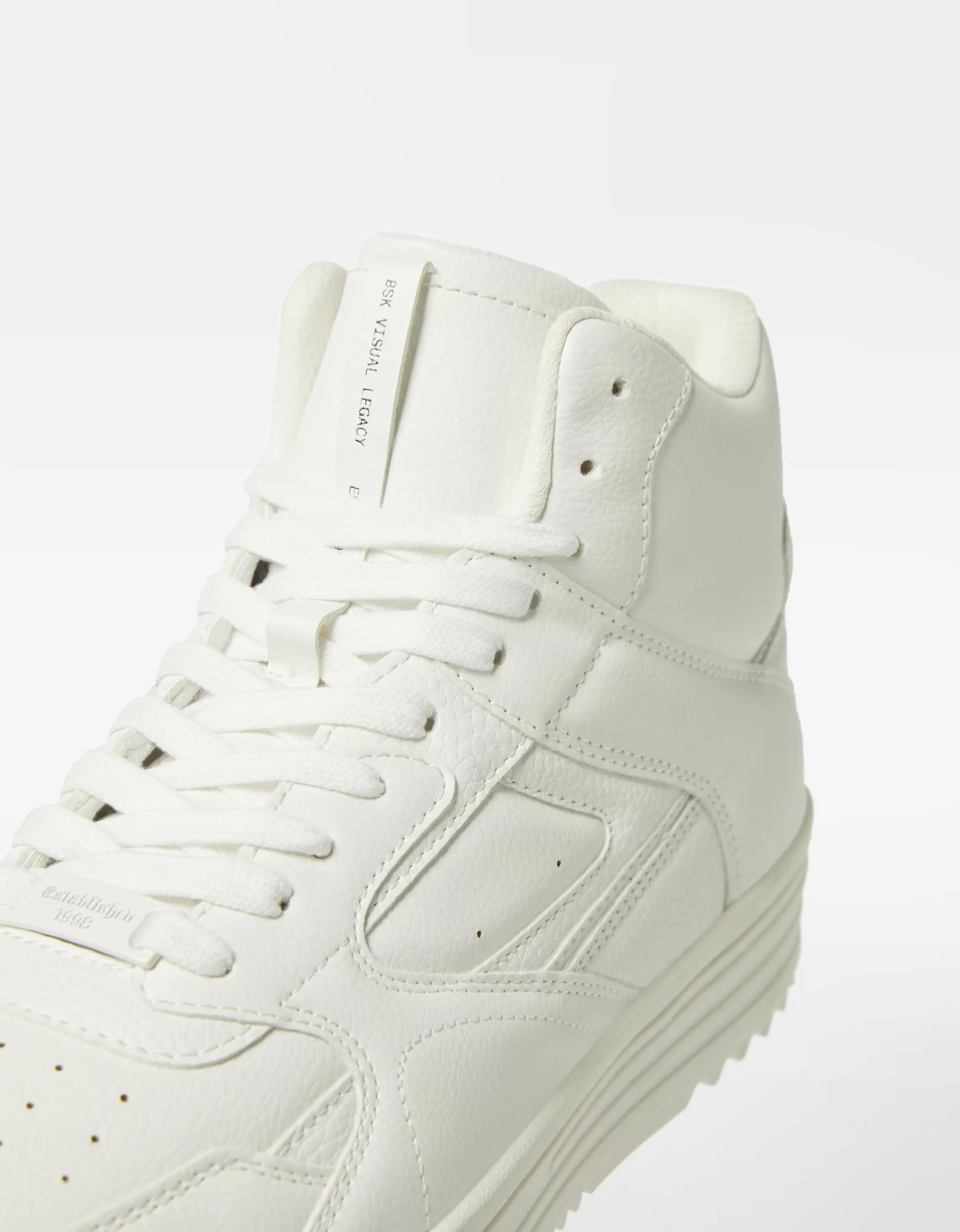 BERSHKA Stivaletti Urbani in Tinta Unica - Sneaker Alte Uomo Bianco Puro, Design Moderno e Versatile per Tutti i Giorni