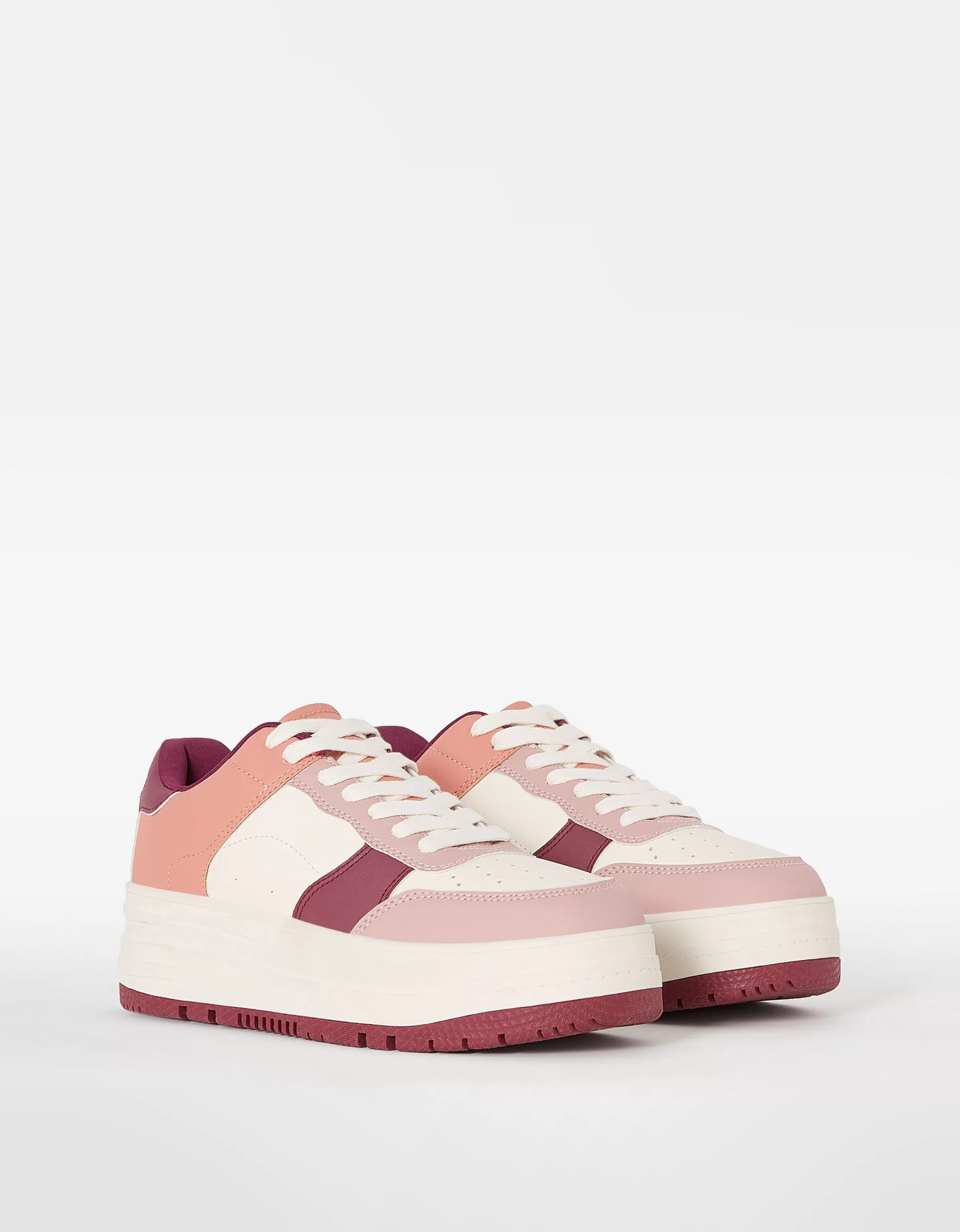 BERSHKA TEEN BSK - Sneakers con plateau rialzato, due texture contrastanti e fantasie vivaci - Calzature urban chic per adolescenti