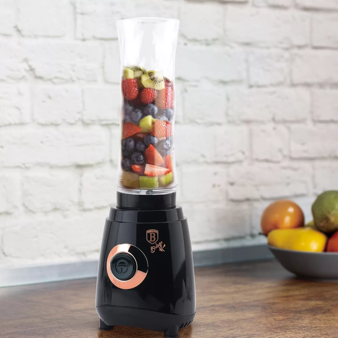 Frullatore Elettrico BERLINGER HAUS 250W - Design Rosa Nera/Monaco, Capacità 0.4L - Perfetto per Smoothie e Preparazioni Gourmet