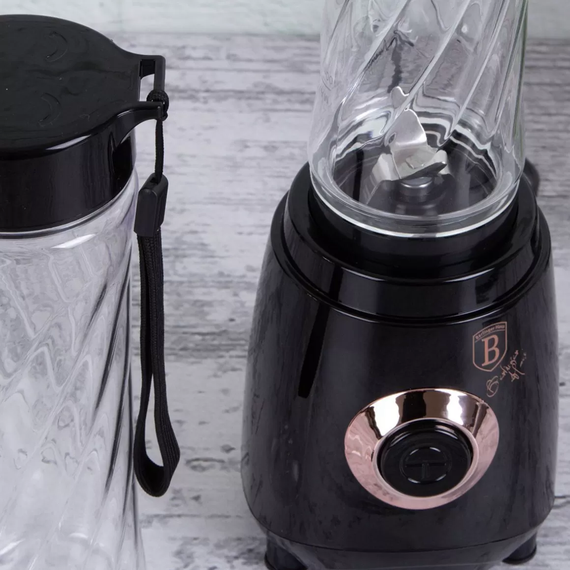 Frullatore Elettrico BERLINGER HAUS 250W - Design Rosa Nera/Monaco, Capacità 0.4L - Perfetto per Smoothie e Preparazioni Gourmet