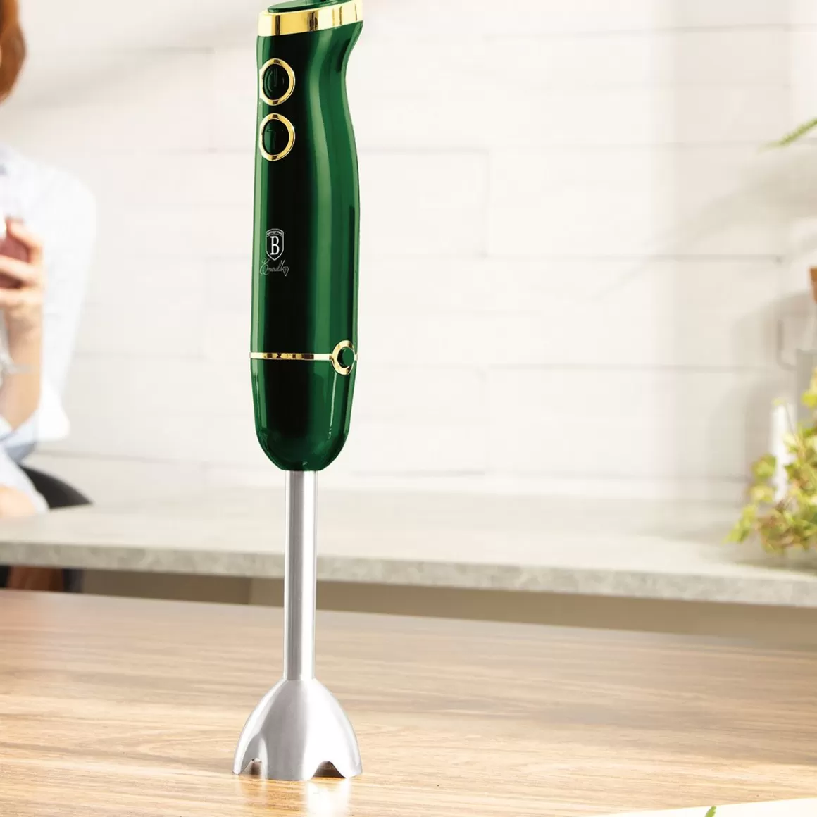 Frullatore Professionale BERLINGER HAUS Emerald 500W - Lama in Acciaio Inossidabile, Bicchiere in Vetro Antigraffio, 5 Velocità Regolabili, Funzionamento Silenzioso, Perfetto per Frullati e Zuppe Casalinghe