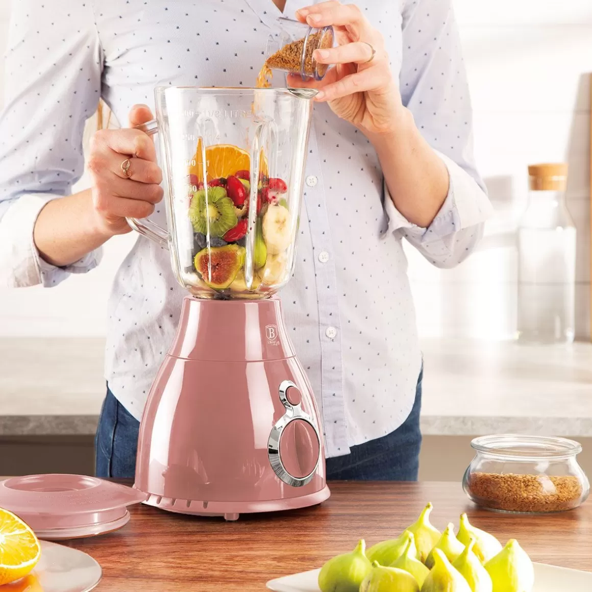 Frullatore BERLINGER HAUS Modello I-Rose con Bicchiere da 1,5 Litri - Design Moderno e Funzionale