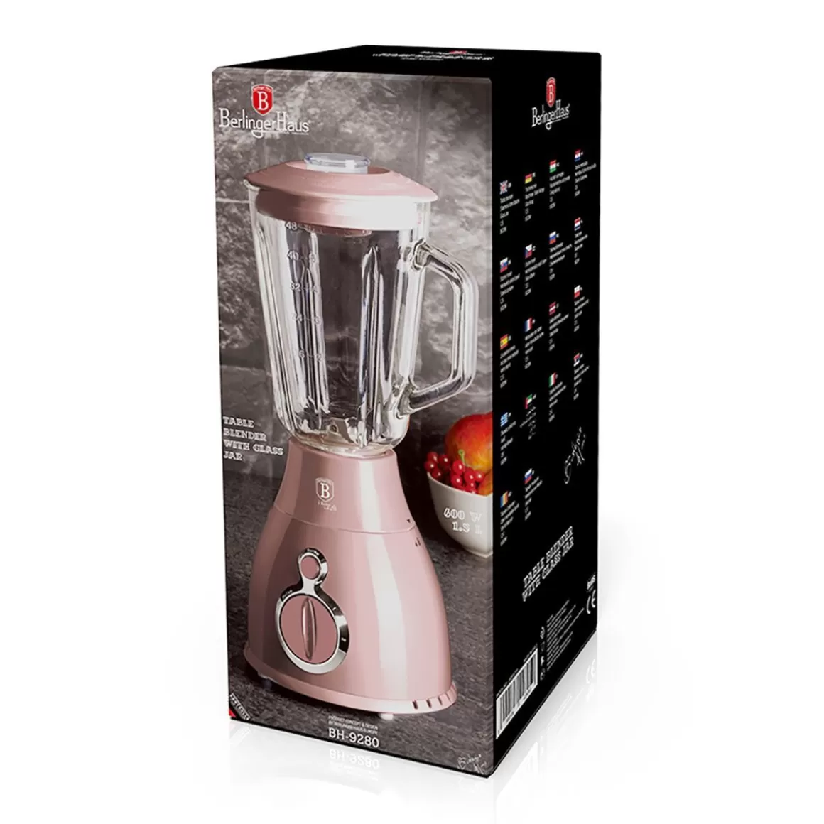 Frullatore BERLINGER HAUS Modello I-Rose con Bicchiere da 1,5 Litri - Design Moderno e Funzionale