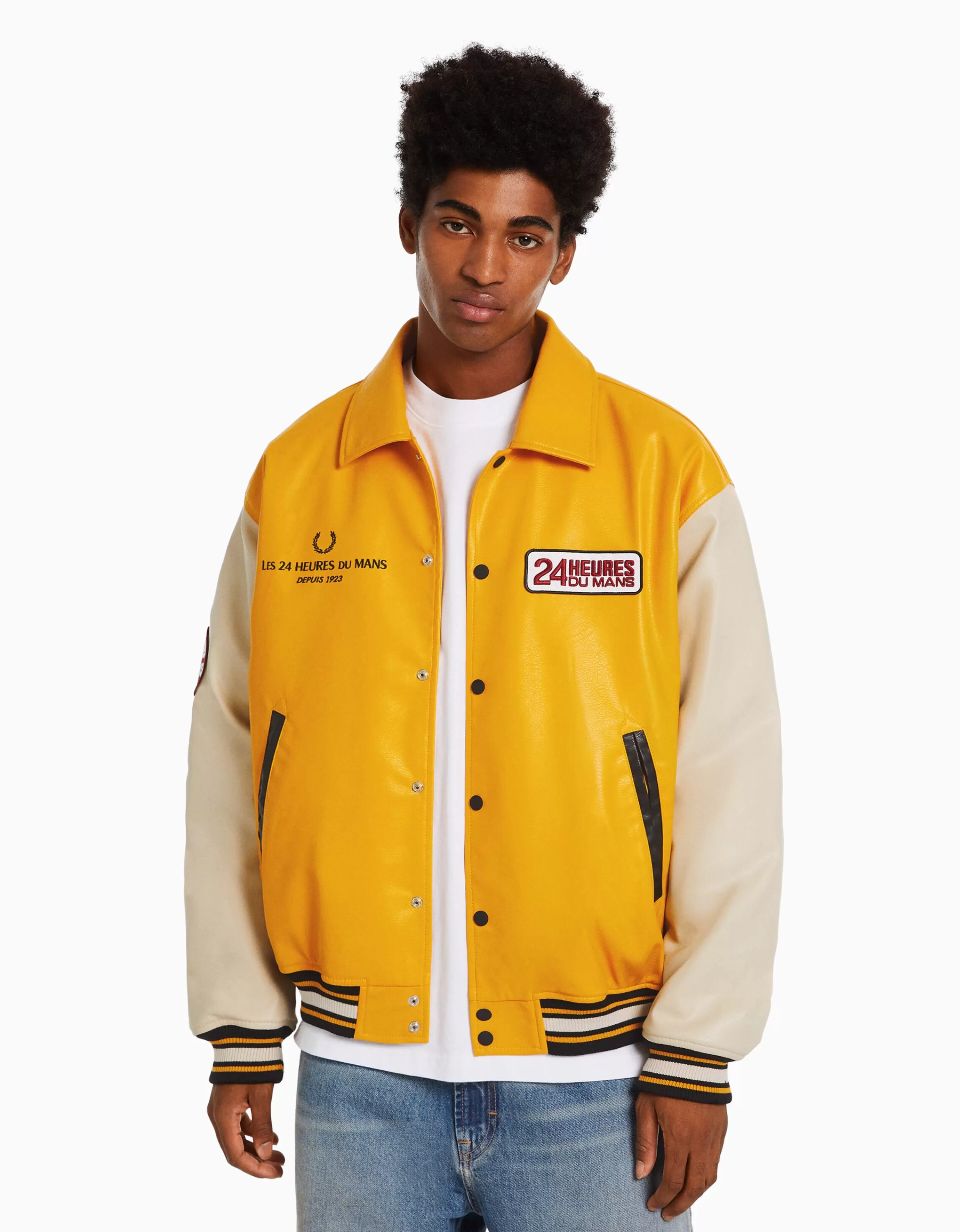 BERSHKA - Giubbotto da Corsa Iconico 24 Ore di Le Mans in Giallo Brillante