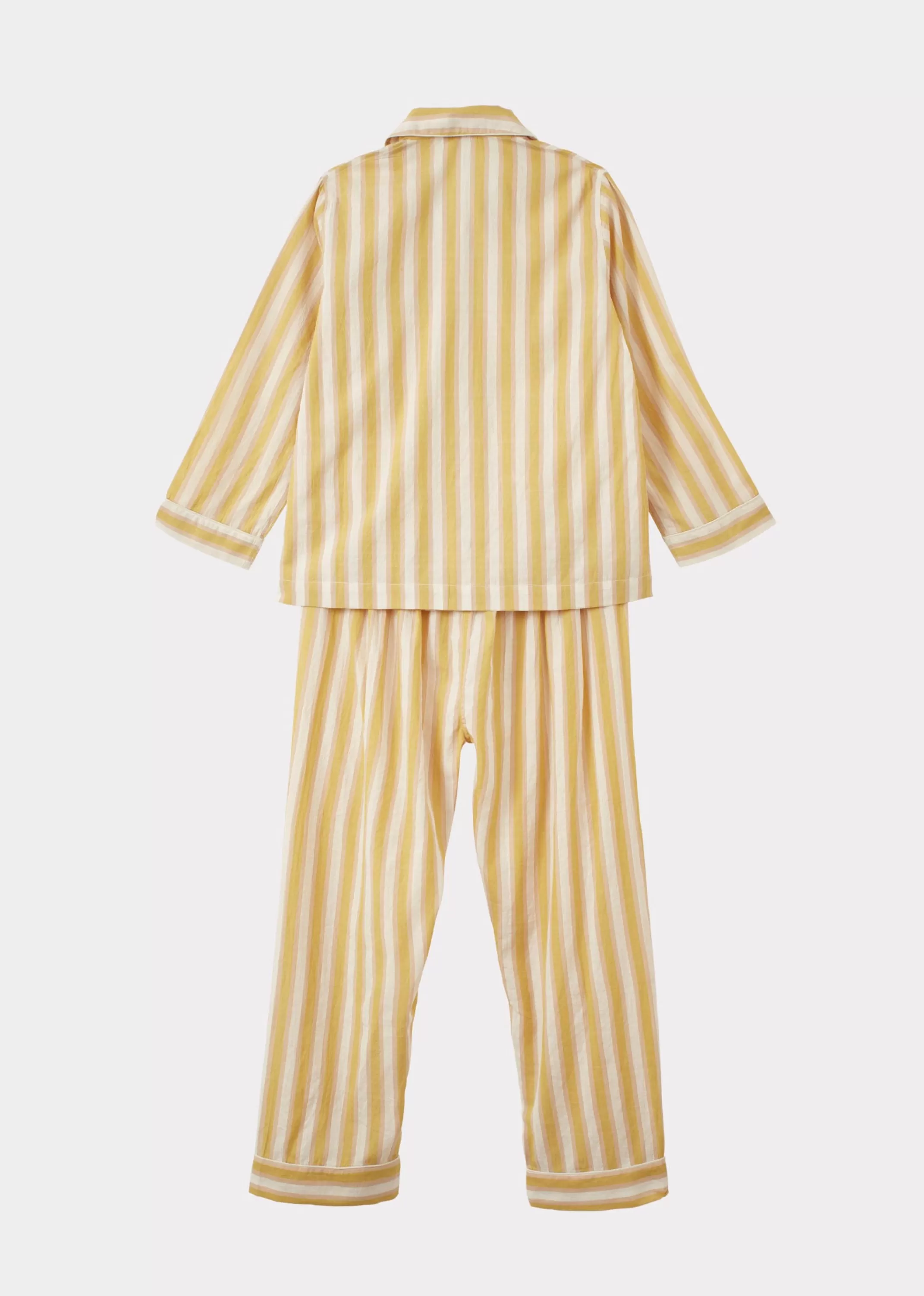 Pijama Bambini CARAMEL Inverno 2024 - Set Notte Confortevole con Fantasia Righe Gialle 

：
Completo Pijama Bambini CARAMEL Fantasia Righe Solari - Confortevole Set Notte Invernale