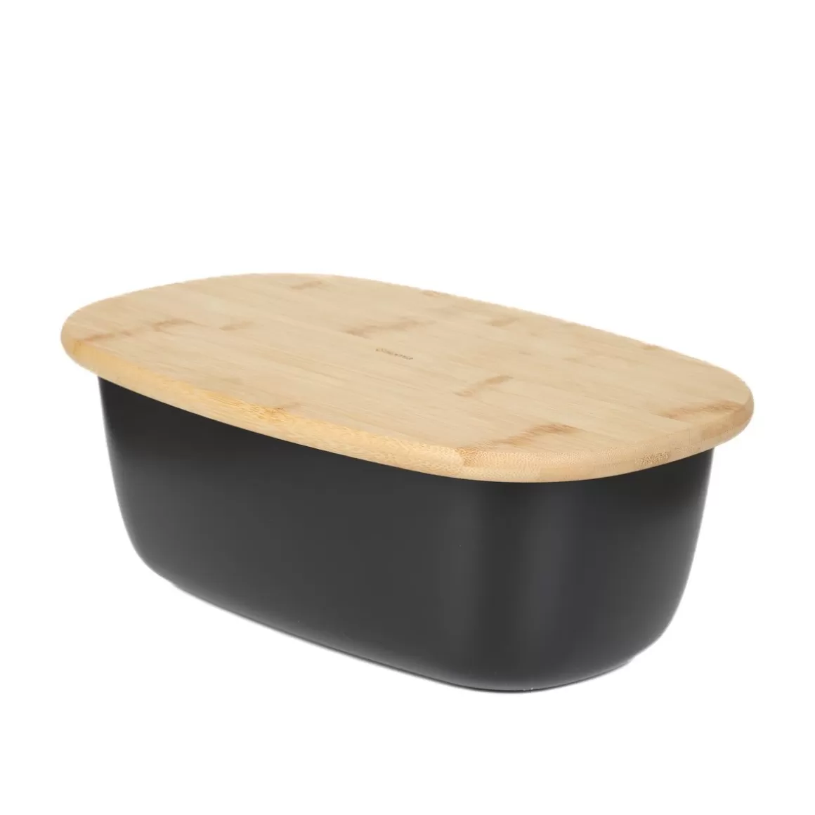 HOMLA Portapane Nores con Elegante Coperchio in Bambù, Nero - Formato Compatto 37x22x14 cm