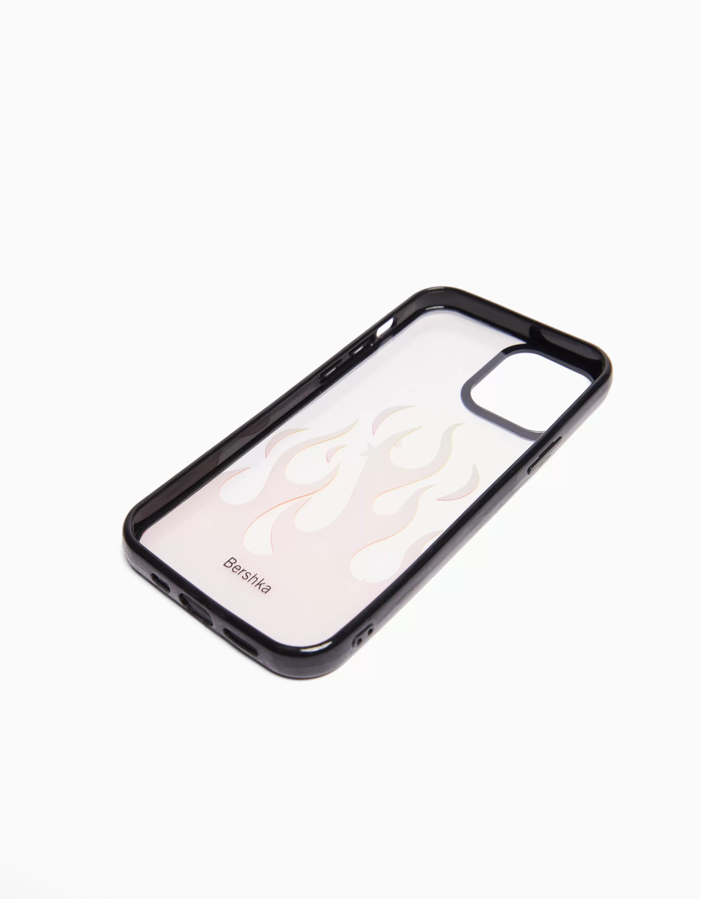 Custodia smartphone BERSHKA con fiamme stilizzate - Design moderno in nero opaco