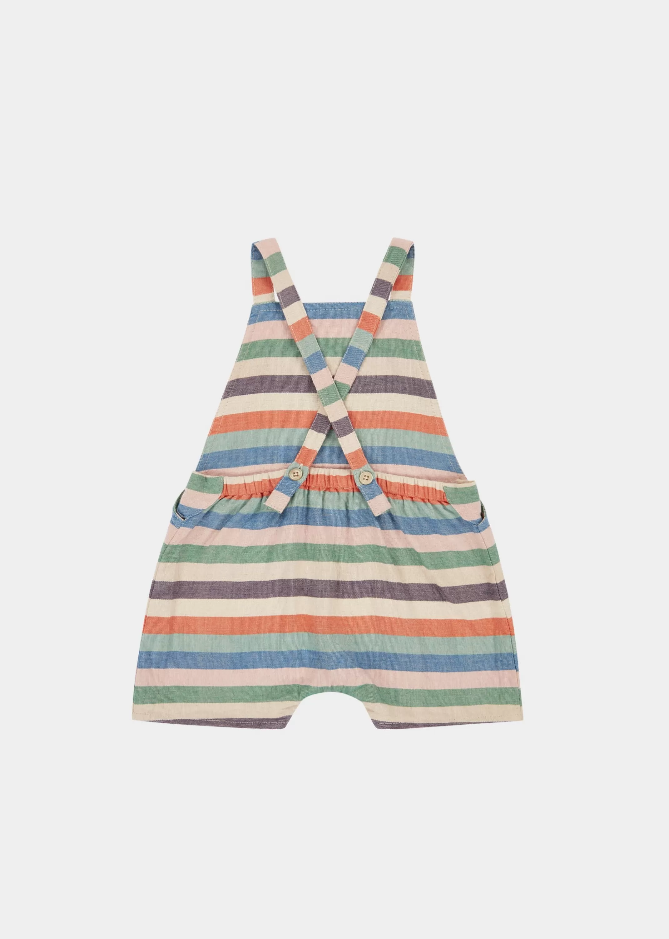CARAMEL - Body Neonato Rigato Multicolore, Tuta Intera in Morbido Cotone per Bebè, Stile Primaverile con Bottoni Sicuri