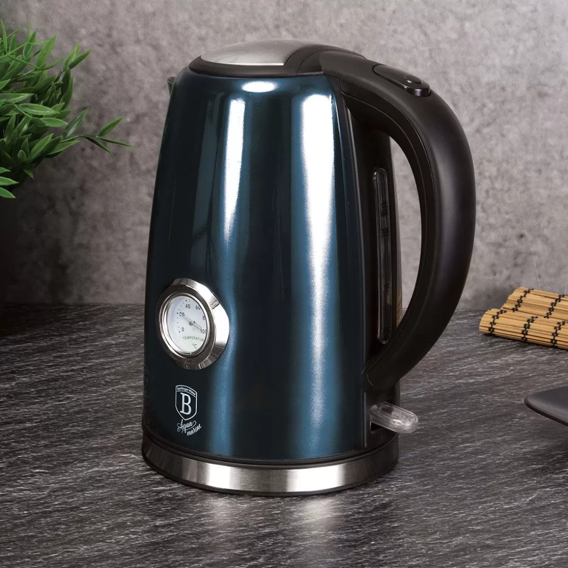 BERLINGER HAUS Bollitore Elettrico Aquamarine con Termoscopio, 1.7L Design Intelligente per Infusi Perfetti