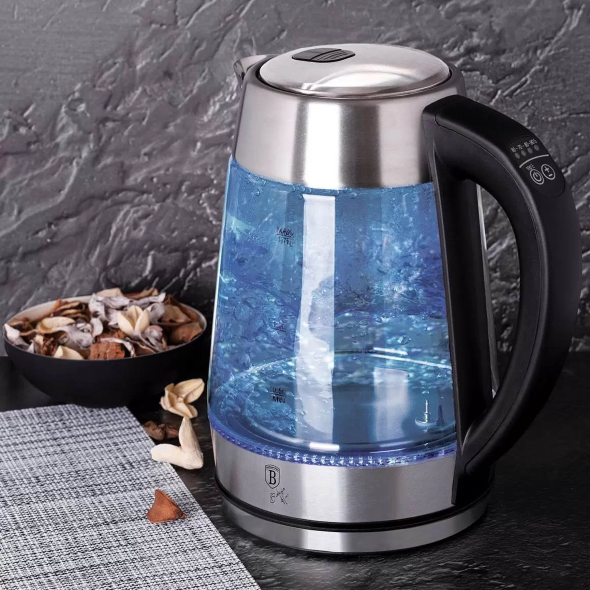 Bollitore Elettrico BERLINGER Haus Eternal Z - Design Elegante in Nero/Argento con Controllo Temperatura Personalizzabile, Capacità 1,7 Litri per Infusi Perfetti