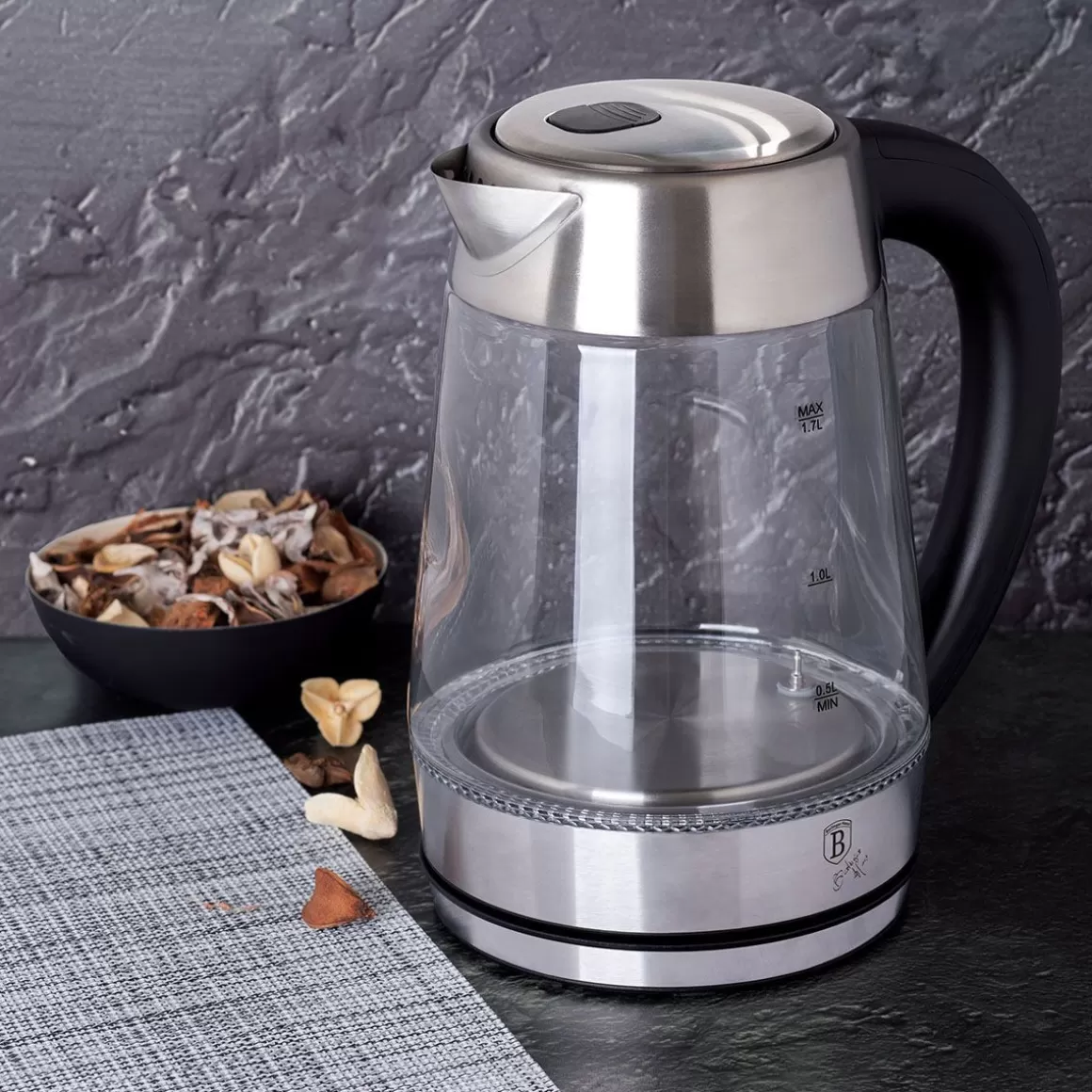 Bollitore Elettrico BERLINGER Haus Eternal Z - Design Elegante in Nero/Argento con Controllo Temperatura Personalizzabile, Capacità 1,7 Litri per Infusi Perfetti