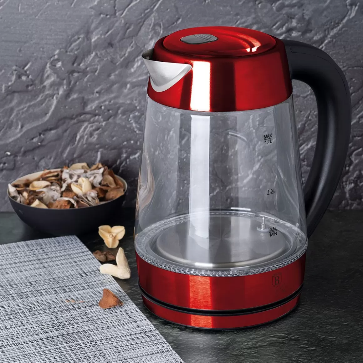 Bollitore Elettrico Berlinger Haus Borgogna - Design Intelligente con Controllo Temperatura Personalizzabile, Capacità 1,7 Litri per Infusi Perfetti