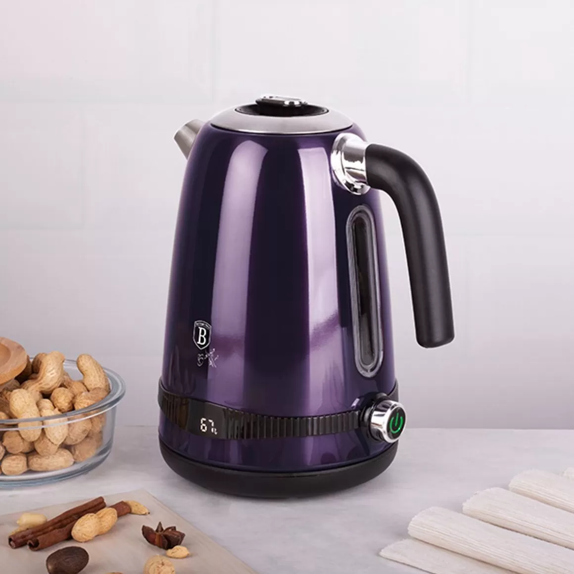 BERLINGER HAUS Bollitore Elettrico Design Elegante, Viola Eclipse con Regolazione Temperatura Display Digitale, Capacità 1,7L - Funzionamento Silenzioso e Rapido