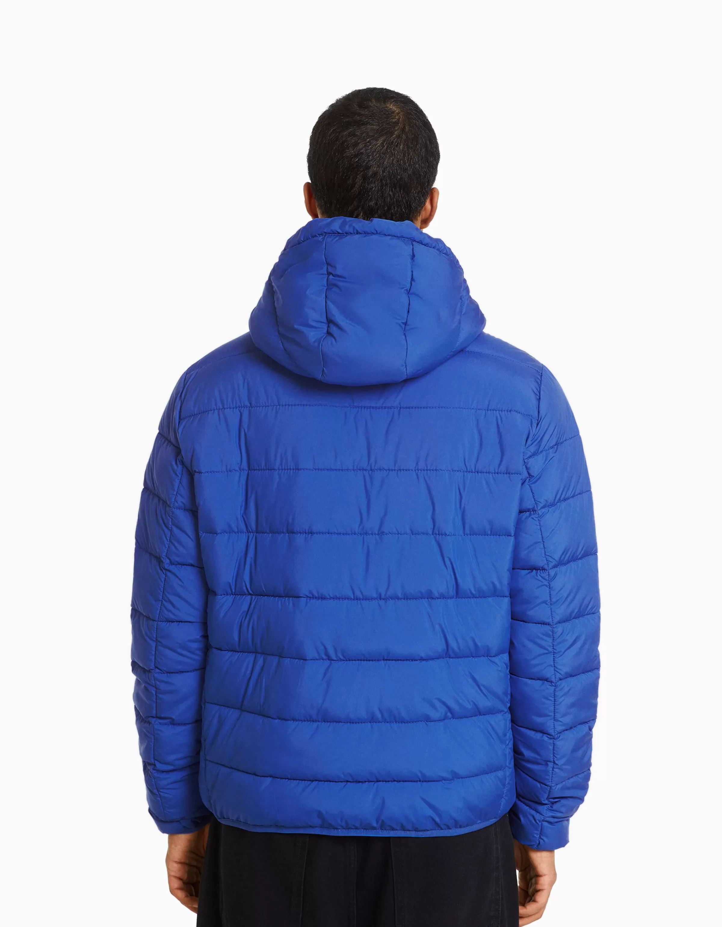 BERSHKA - Giacca imbottita invernale blu con piumino leggero e stile urbano
