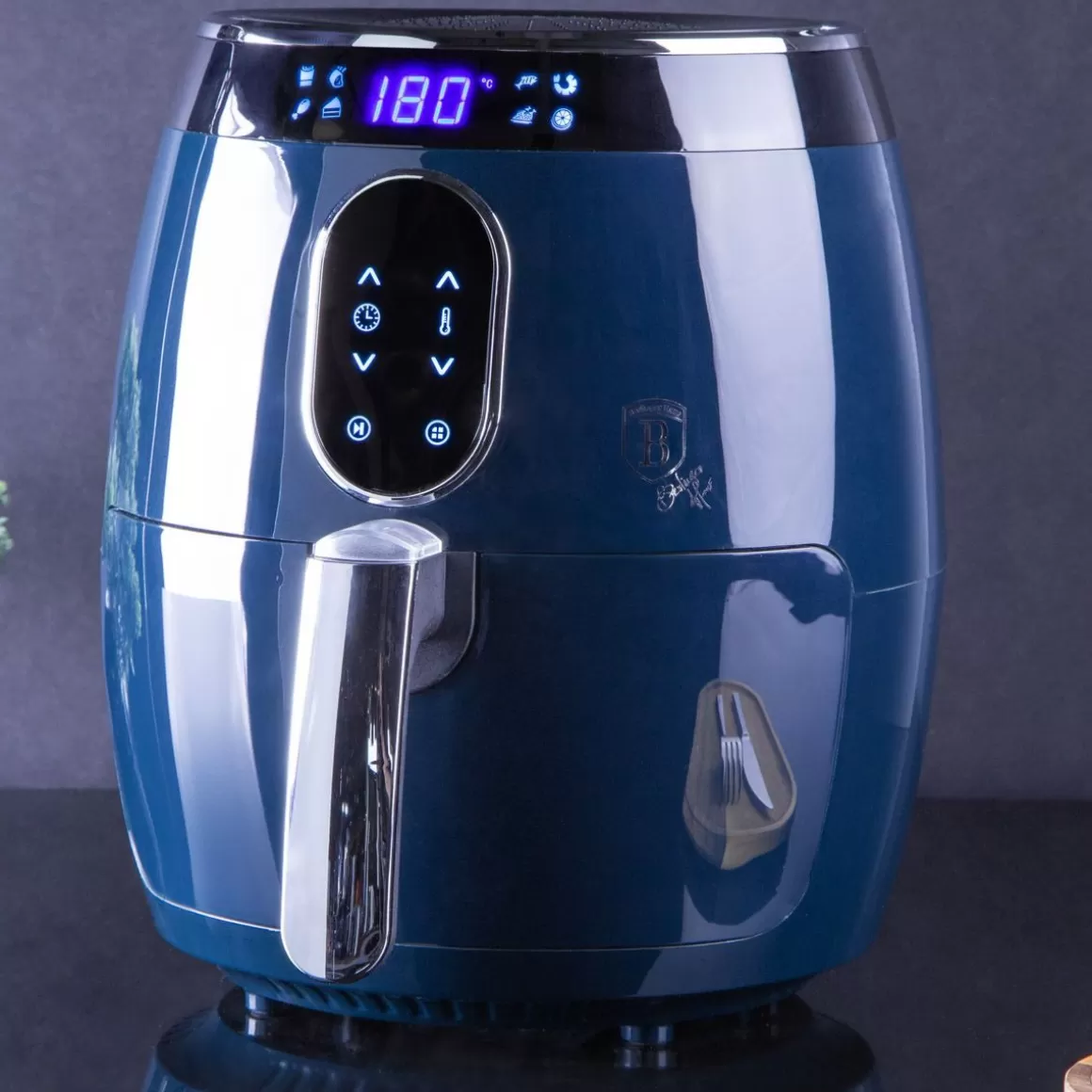 BERLINGER HAUS Friggitrice Senza Olio 1350W - Design Azzurro Acquamarina, Capacità 2,6 Litri per Cotture Leggere e Croccanti