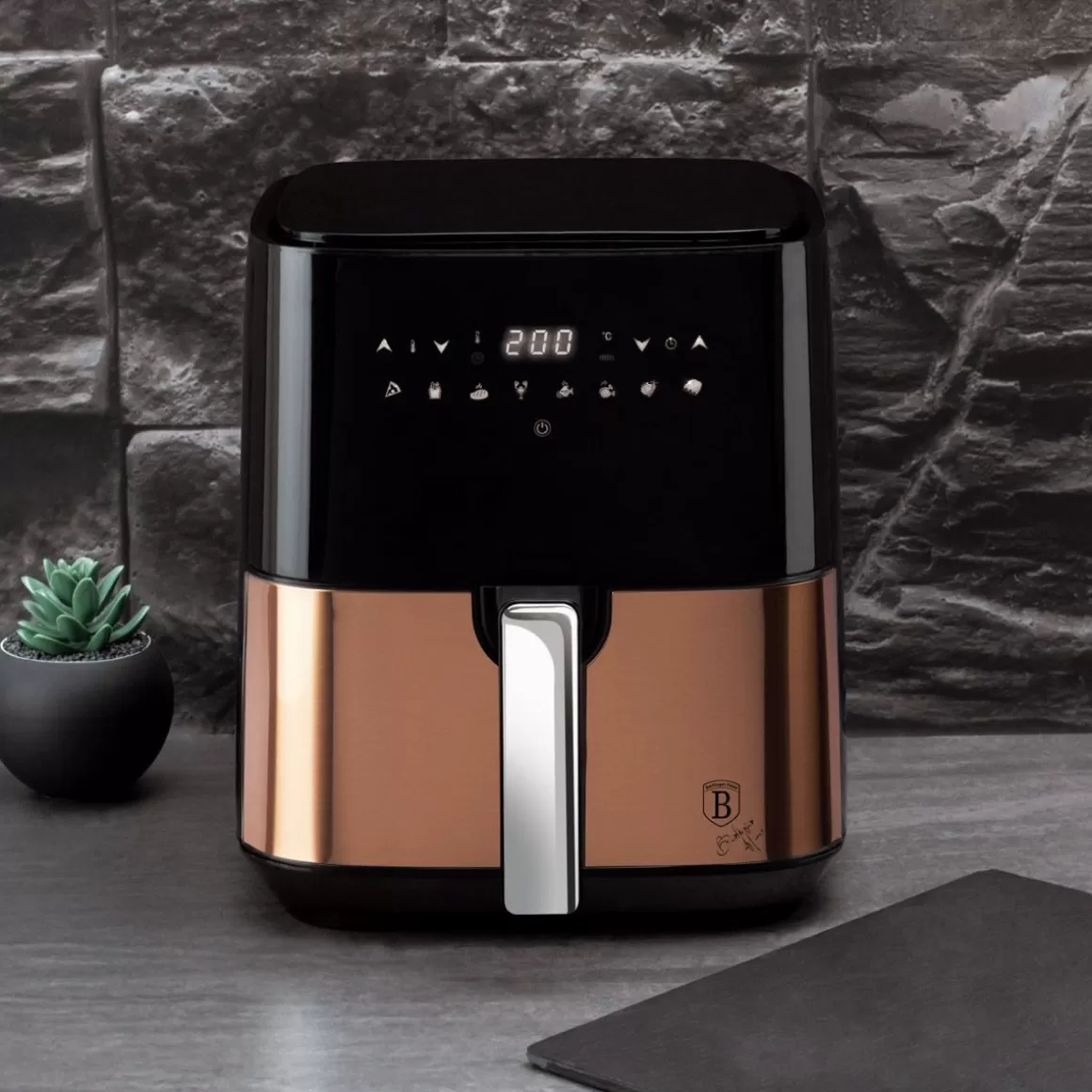Friggitrice ad Aria BERLINGER HAUS Dual Power 1350W-1450W - Design Elegante Rosa Nero/Monaco, Cucina Sana Senza Olio con Risparmio Energetico