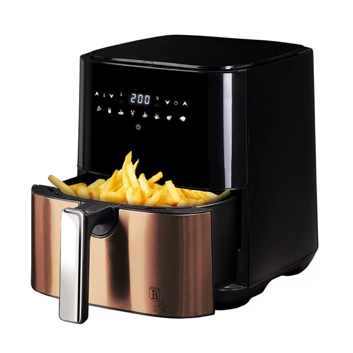 Friggitrice ad Aria BERLINGER HAUS Dual Power 1350W-1450W - Design Elegante Rosa Nero/Monaco, Cucina Sana Senza Olio con Risparmio Energetico