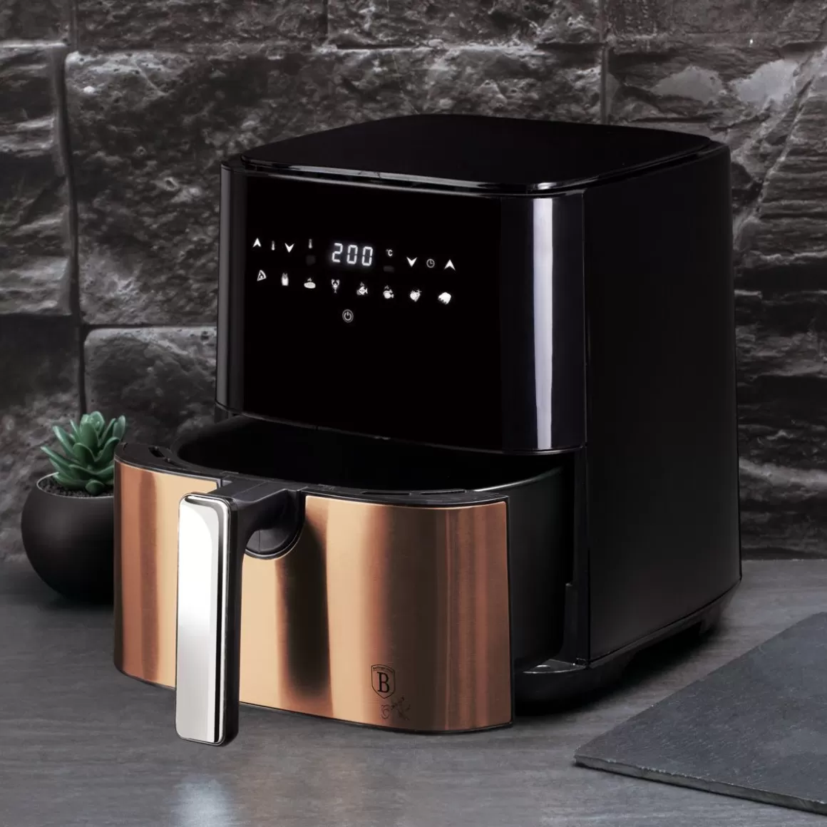 Friggitrice ad Aria BERLINGER HAUS Dual Power 1350W-1450W - Design Elegante Rosa Nero/Monaco, Cucina Sana Senza Olio con Risparmio Energetico