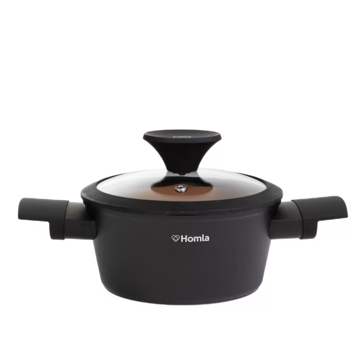HOMLA Pentola Tristan con Coperchio - Design Accattivante in Nero e Arancione, Capienza 1,2 Litri per Cucina Professionale