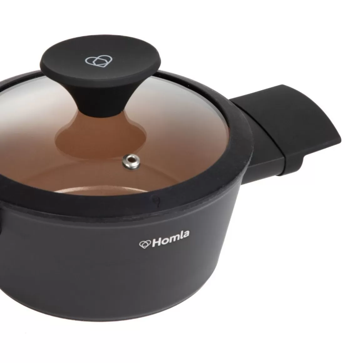 HOMLA Pentola Tristan con Coperchio - Design Accattivante in Nero e Arancione, Capienza 1,2 Litri per Cucina Professionale