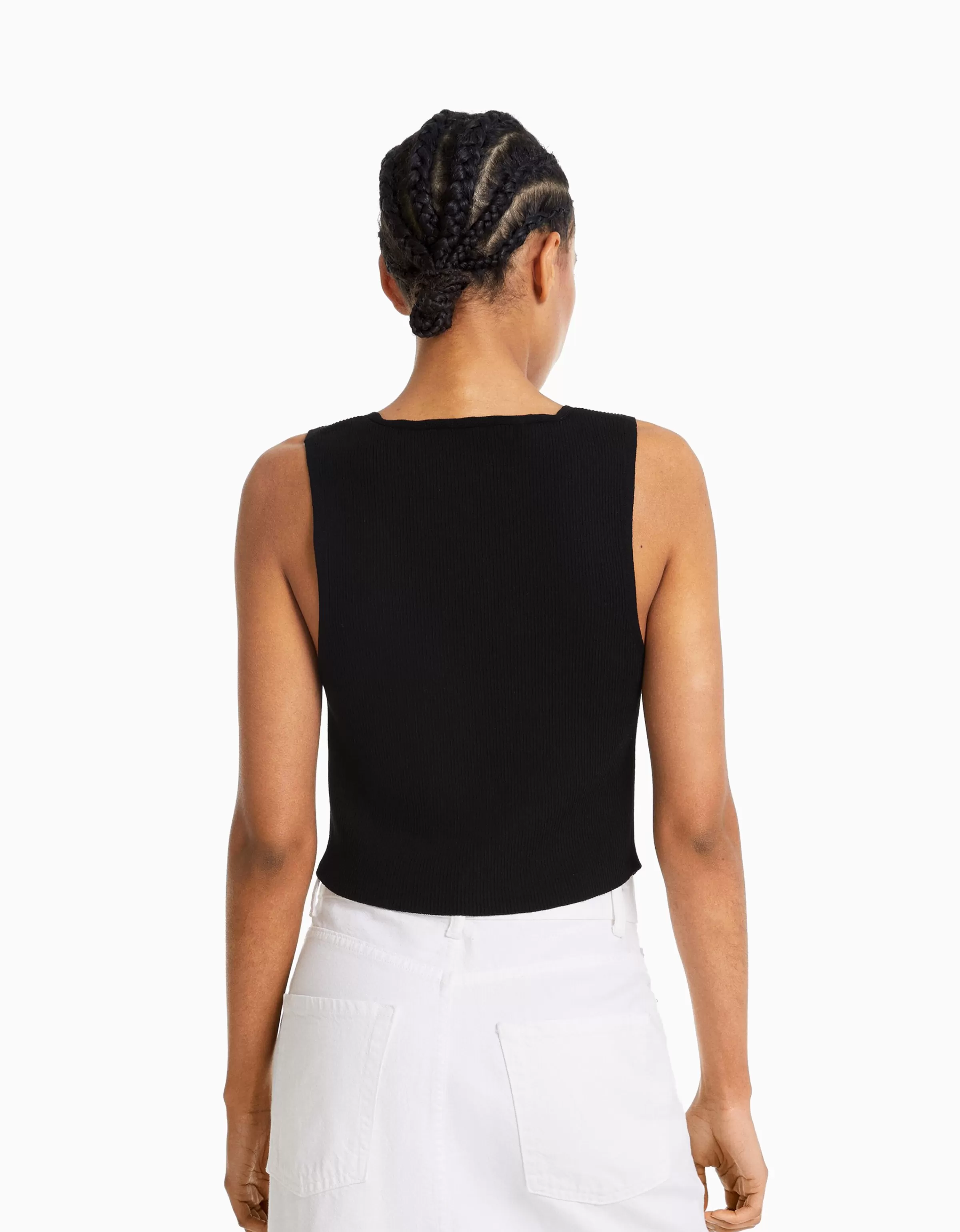 BERSHKA Abbigliamento - Gilet in Maglia con Chiusura a Bottoni, Nero

(：：1. 2. 3. 4./ 5.SEO）