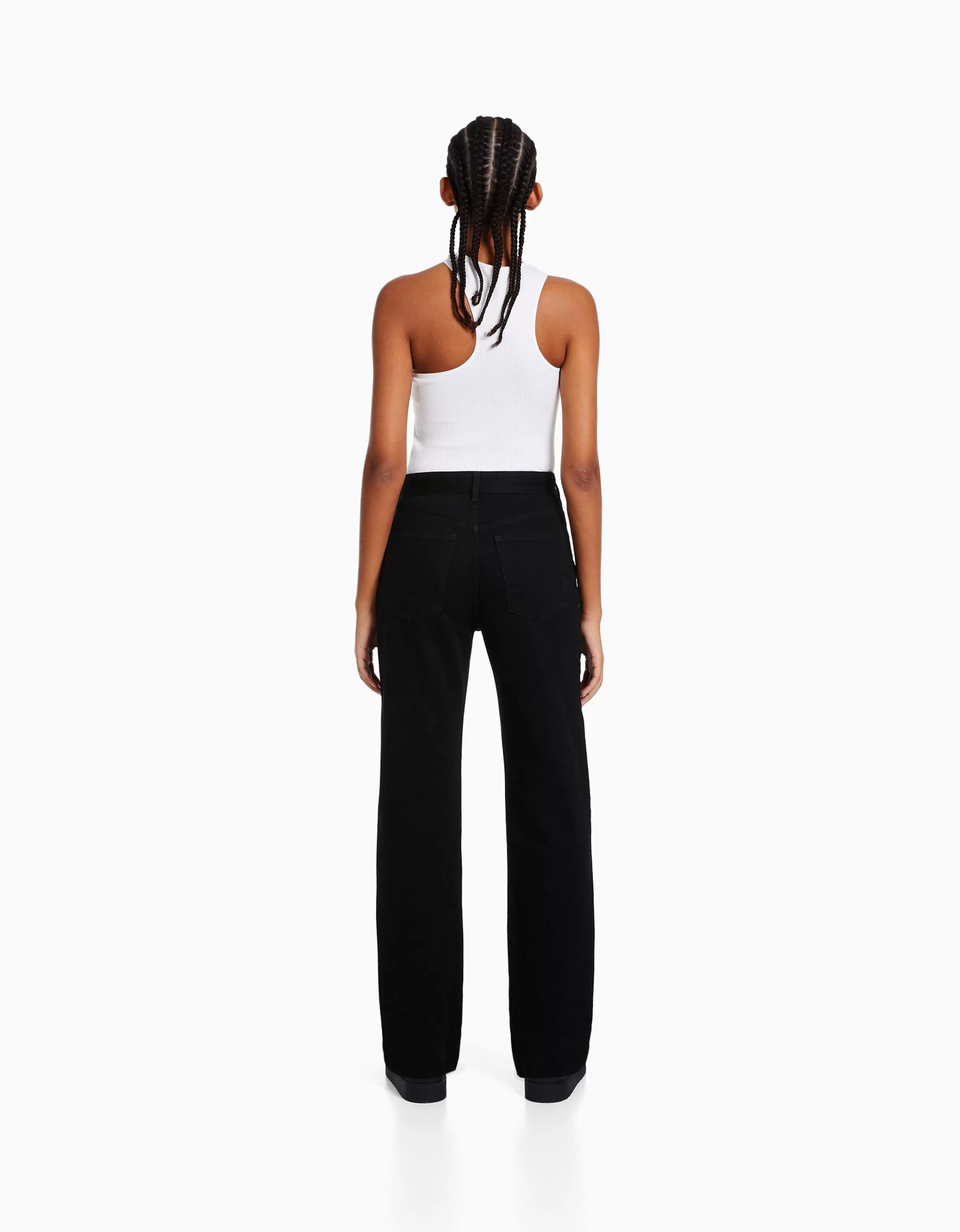 BERSHKA Pantaloni Dritti Blu Chiaro - Moda Primavera con Taglio Classico e Vestibilità Comoda