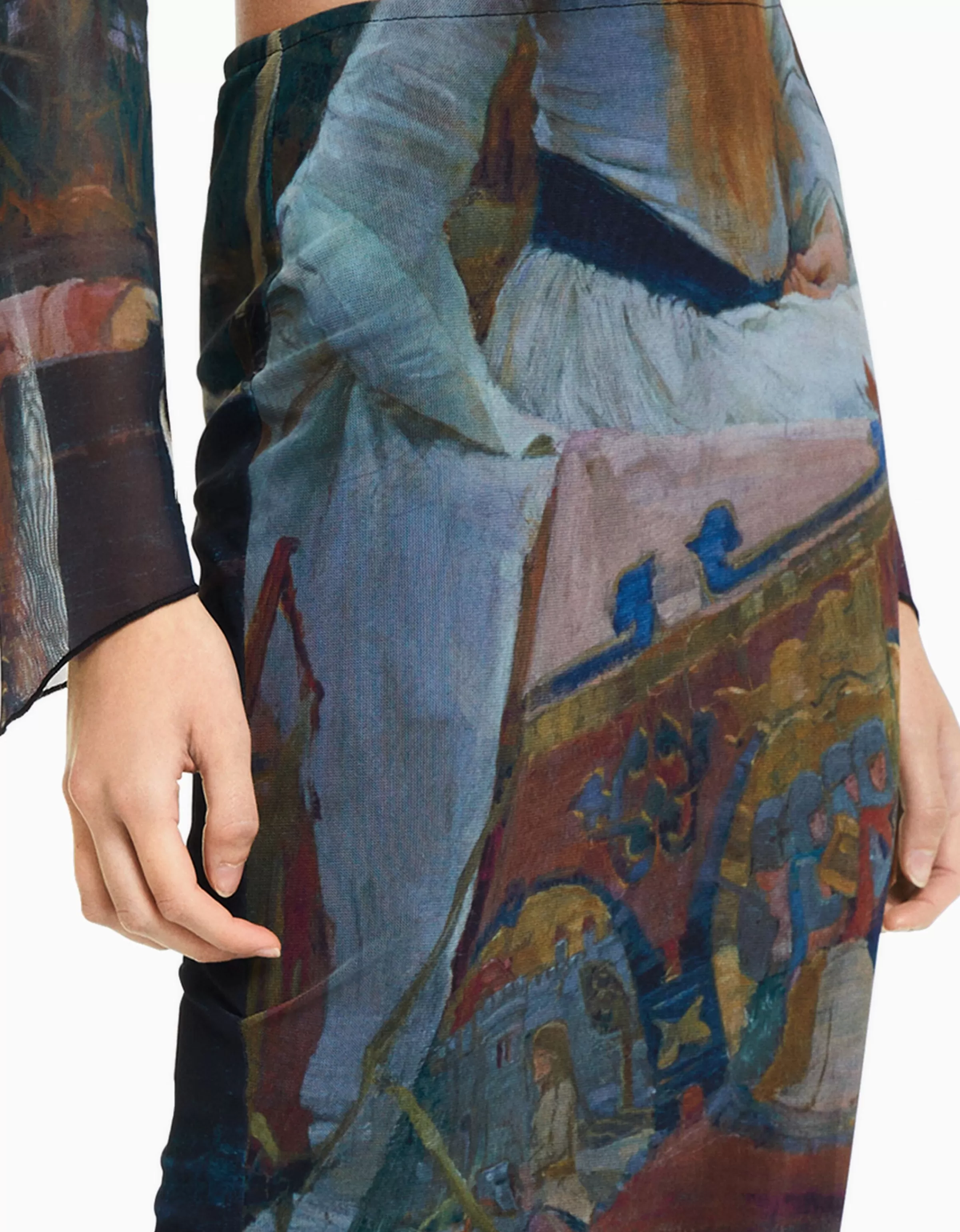 BERSHKA Gonna Midì in Tulle con Pieghe Asimmetriche - Nero Carbone, Collezione Limited Edition Artwear