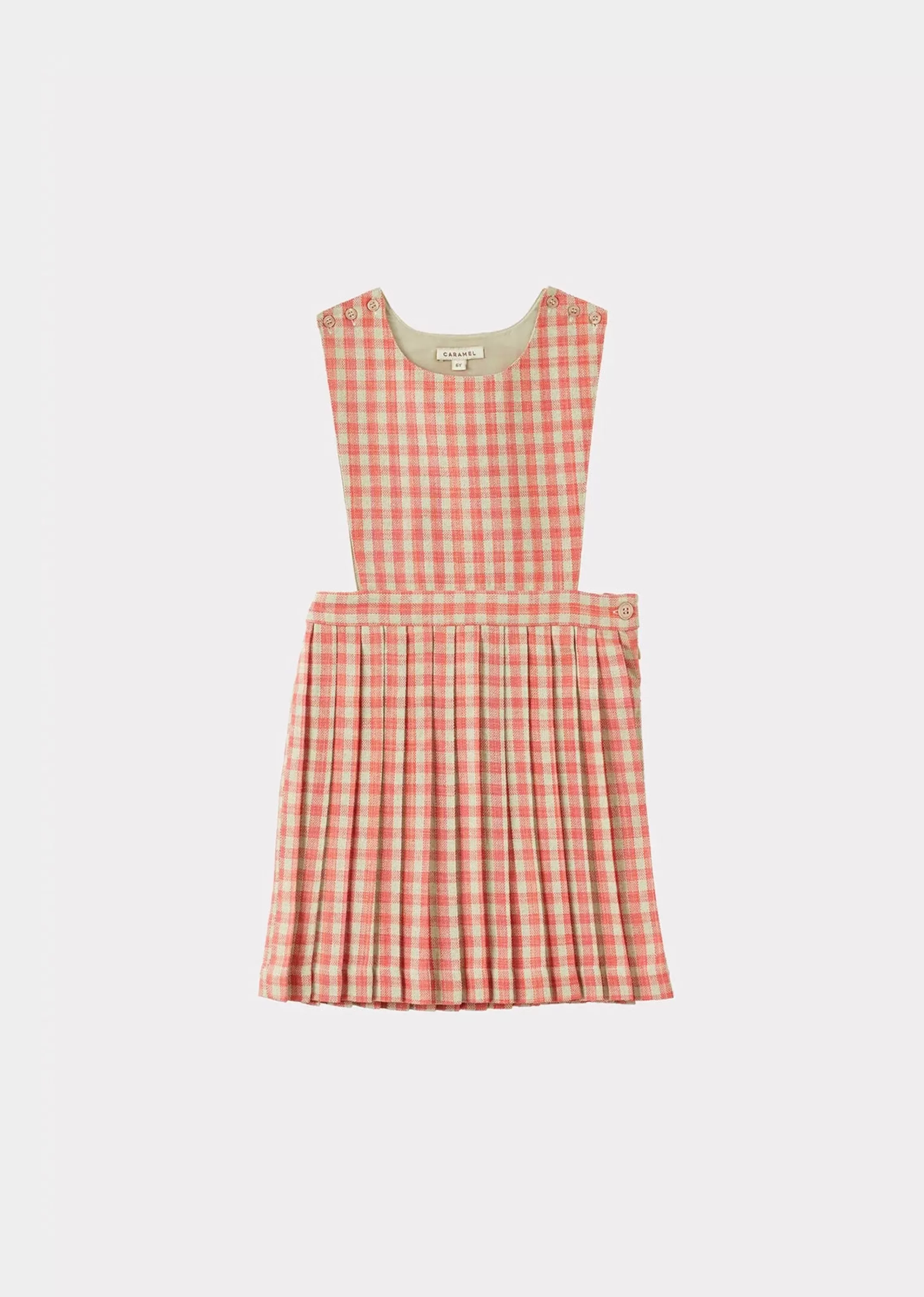 Abito Elegante CARAMEL Jupiter - Vestito Primavera in Quadretti Rosa con Design Celestiale, Moda Femminile Italiana