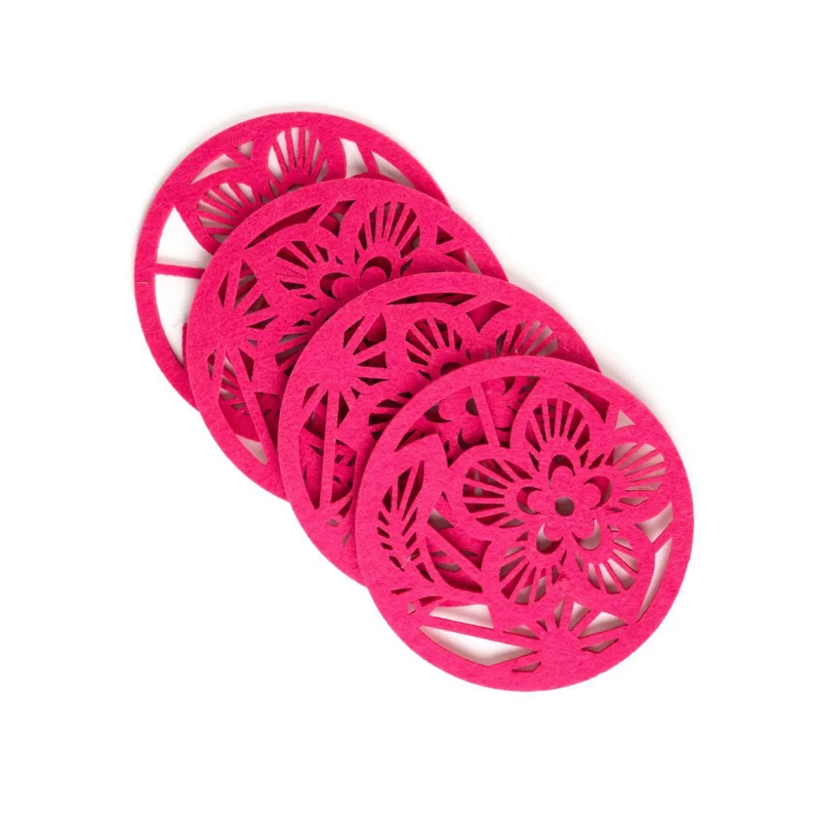 HOMLA - Set di 4 Sottobicchieri Eleganti Tonel in Tinta Rosa - 11,50€