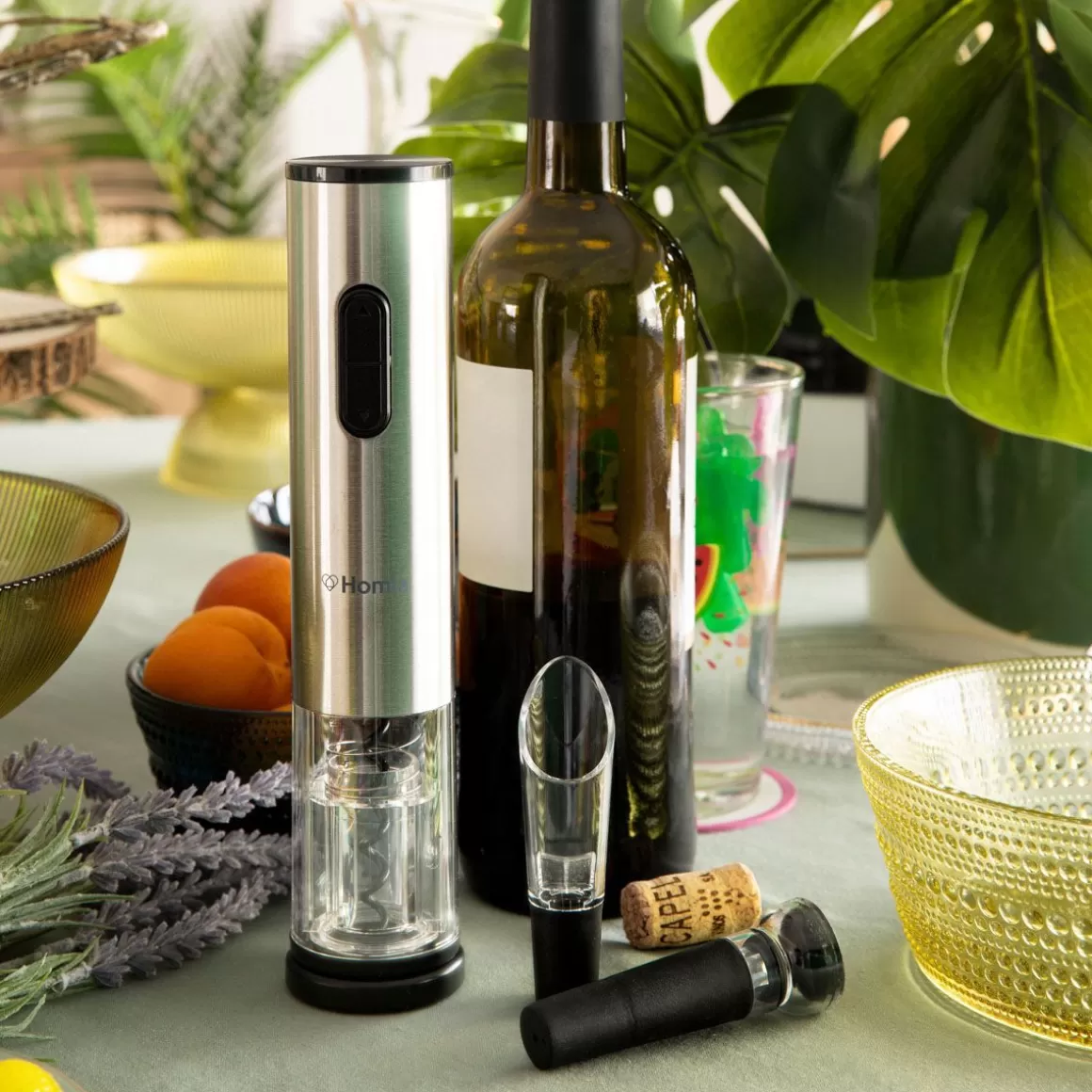 HOMLA Mando: Elegante Cavatappi Elettrico con Kit Regalo Premium, 23 cm