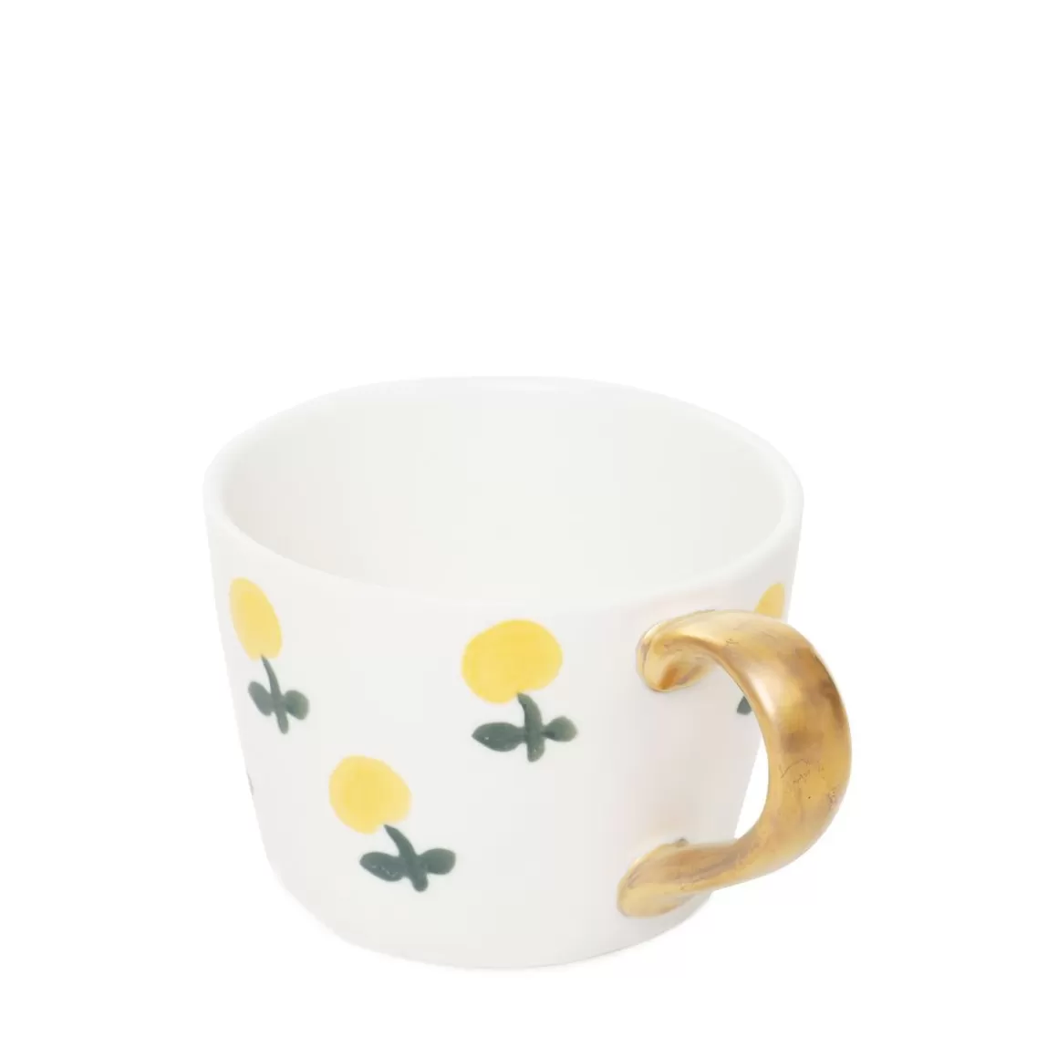 Tazza Artigianale HOMLA Frizzy - Decorata a Mano con Motivi di Limoni e Manico Dorato, Capacità 300 ml