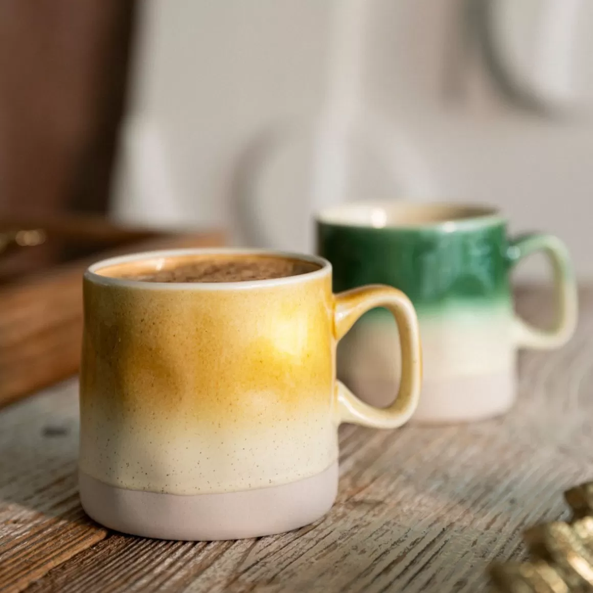 Homla Tazza Sanko Bicolore Giallo Crema - Formato Compatto 300ml per Caffè e Tisane