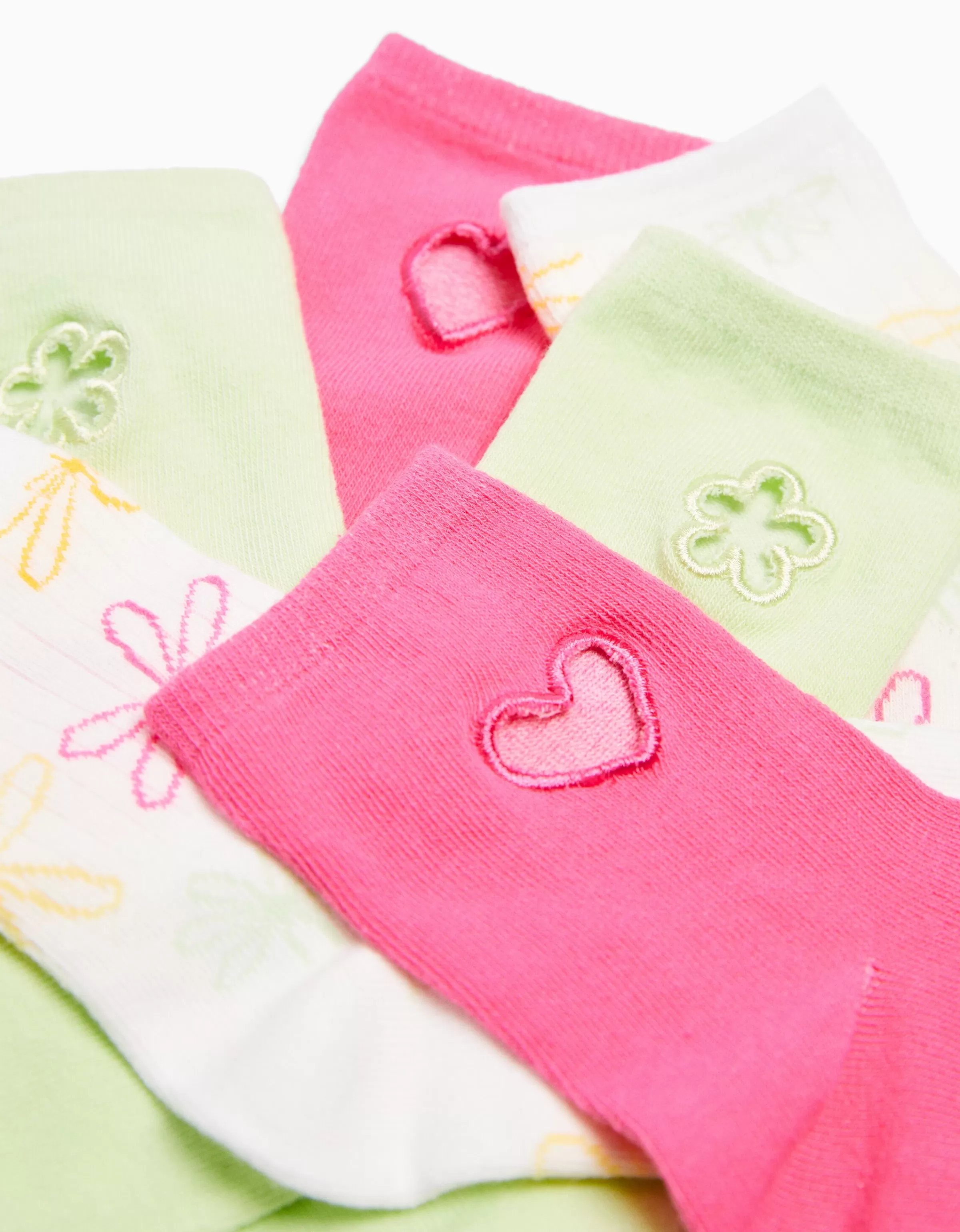 BERSHKA: Set 3 Calzini Ricamati Fantasia Fucsia - Confezione Pratica e Stilosa