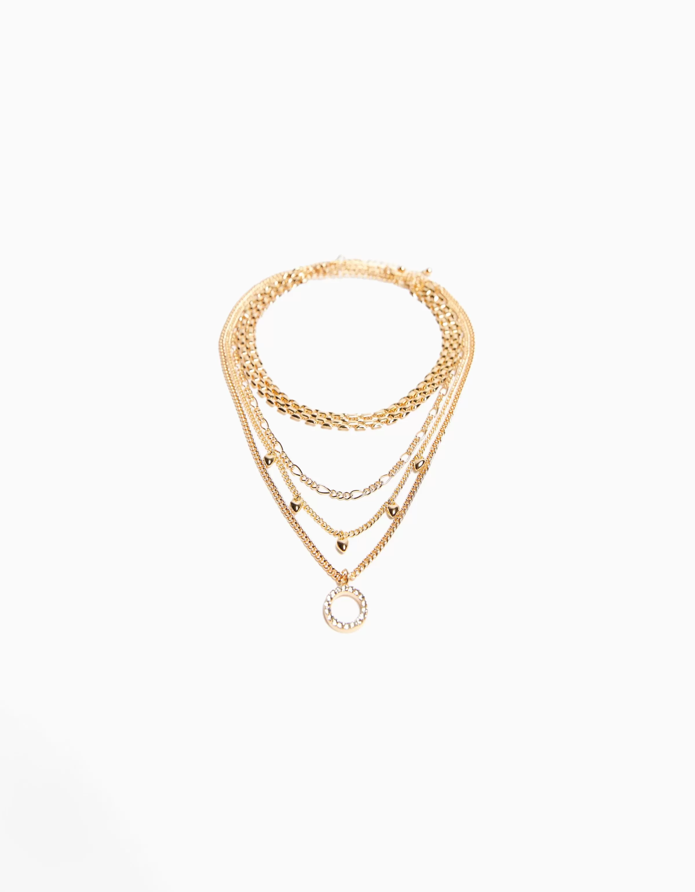 Set di 4 collane corte in oro dorato Bershka - Gioielli minimal per look raffinati