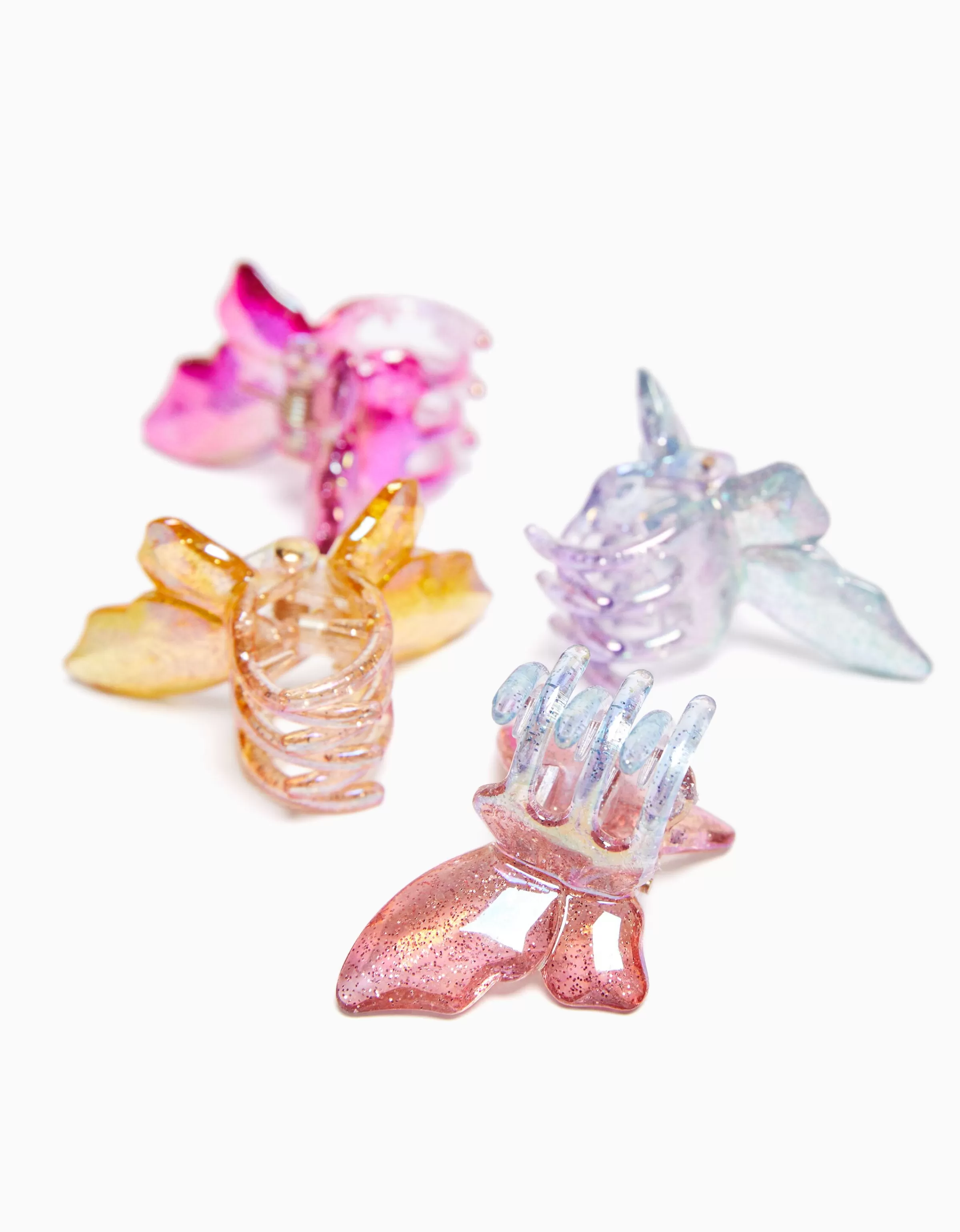 Set di 4 fermagli per capelli a farfalla colorati - Fantasia viola acceso di Bershka