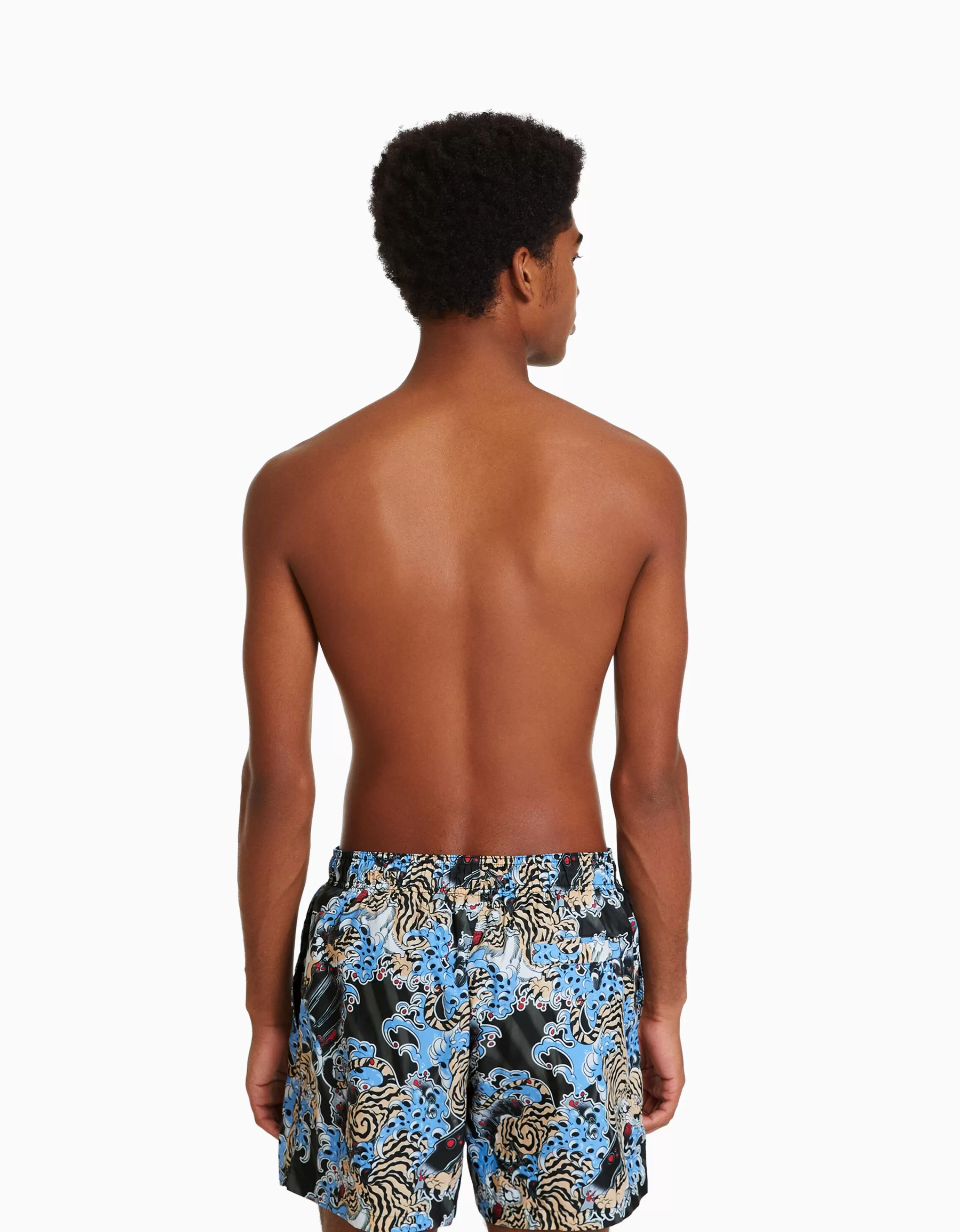 BERSHKA | Costume intero da bagno nero con motivo tigre selvaggio - Stile audace e tropicale
