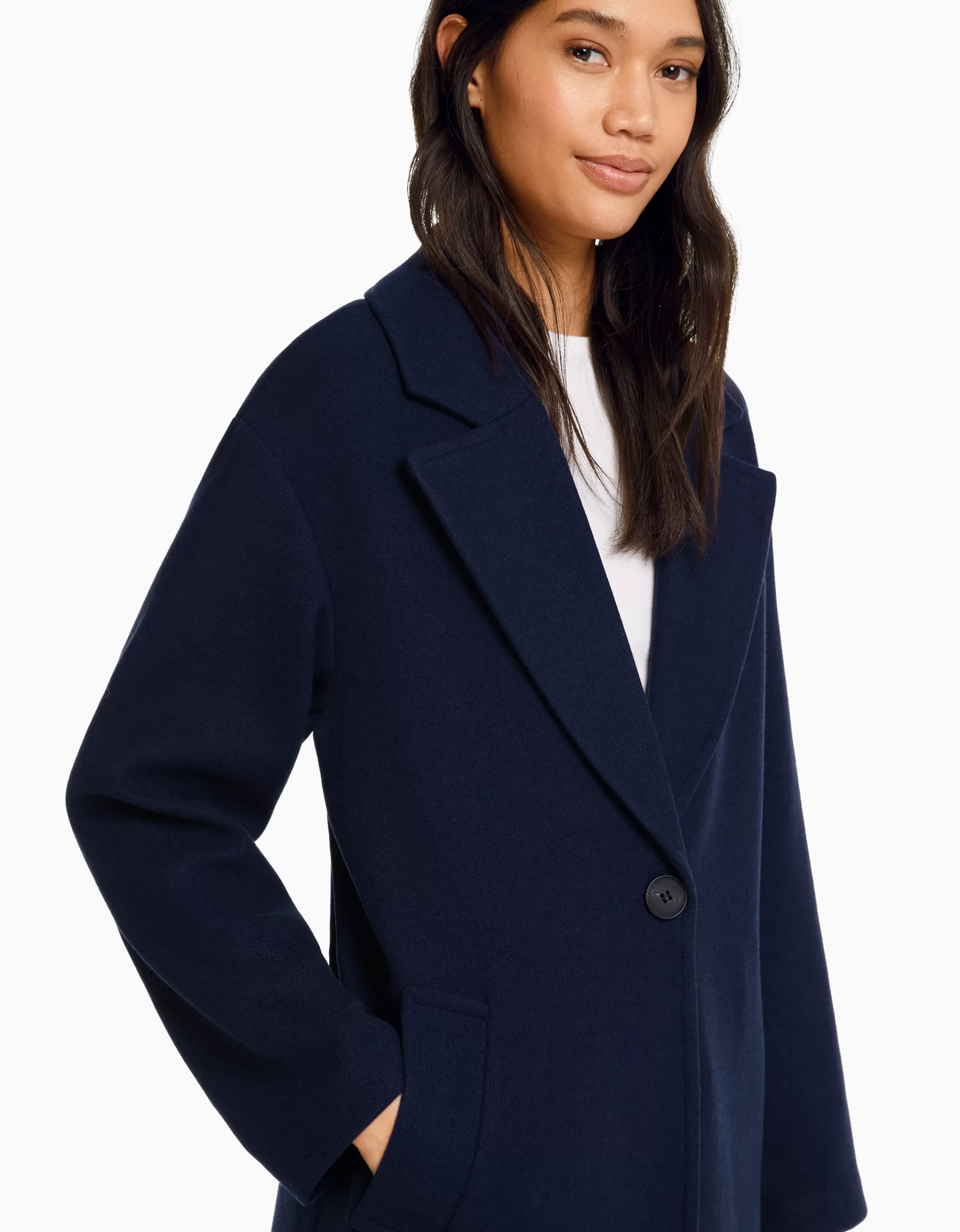 BERSHKA | Trench & Cappotti Invernali - Cappotto Oversize in Lana Mista con Spalle Cadenti, Tono Sabbia - Morbido e Avvolgente