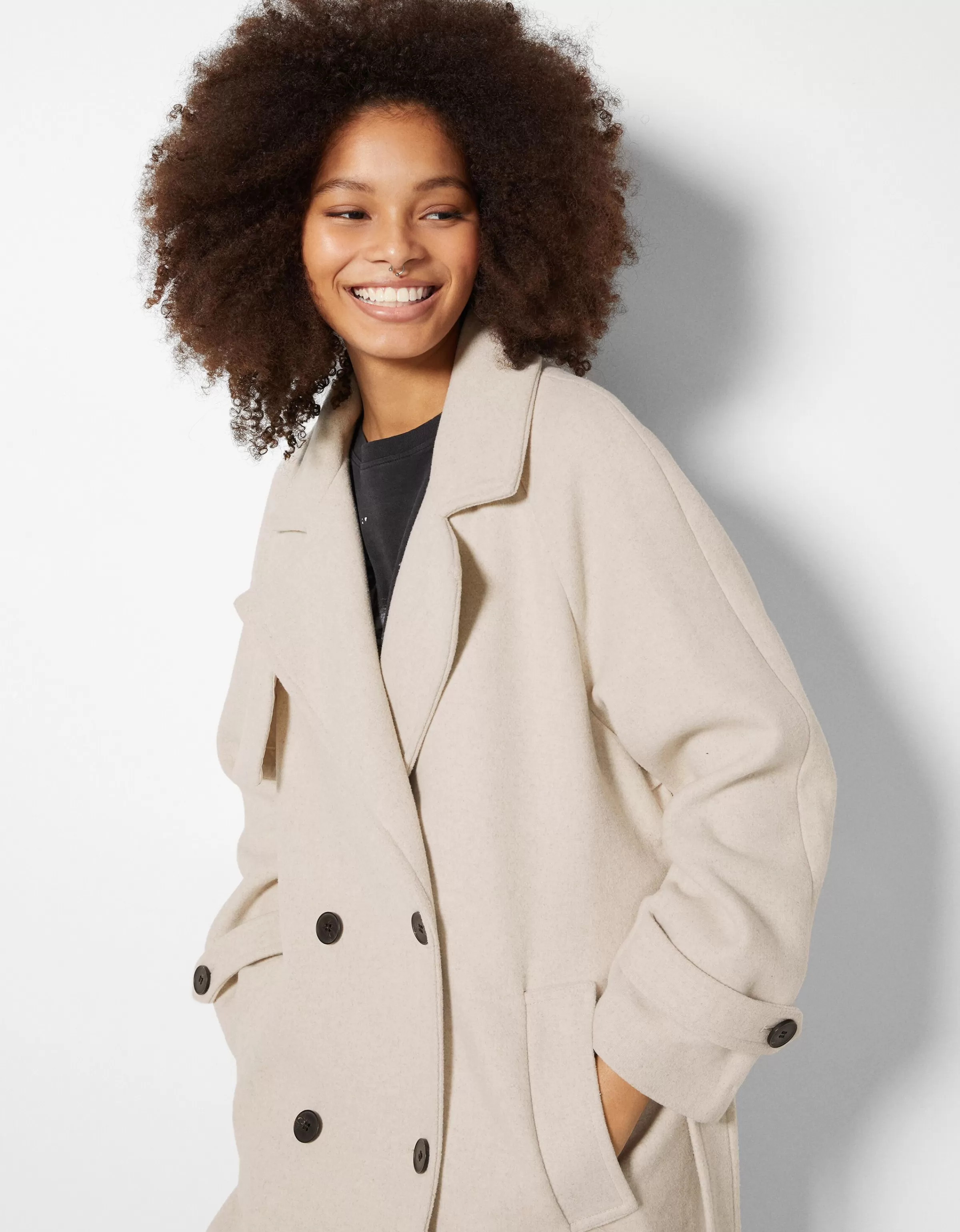 Elegante cappotto trench in lana mista - Viola intenso per uno stile moderno