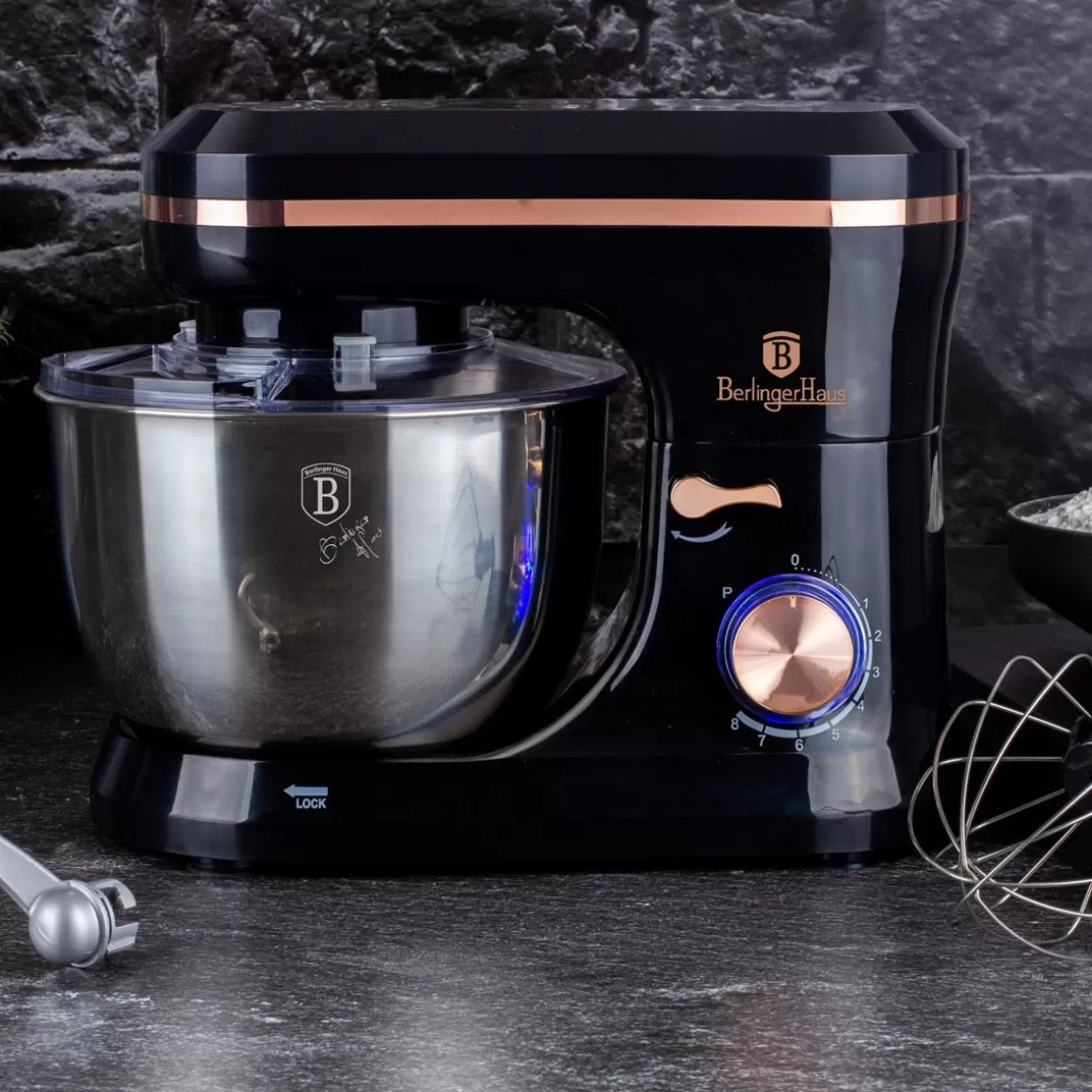 Frullatore Planetario BERLINGER HAUS 1000W - Design Elegante in Nero/Rosa Monaco per Preparazioni Professionali