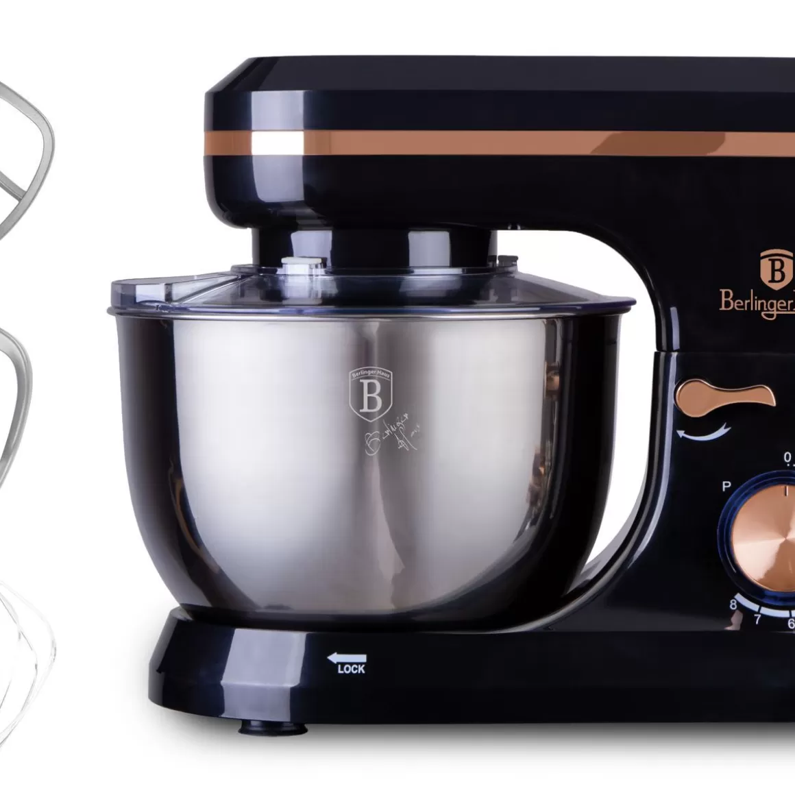 Frullatore Planetario BERLINGER HAUS 1000W - Design Elegante in Nero/Rosa Monaco per Preparazioni Professionali