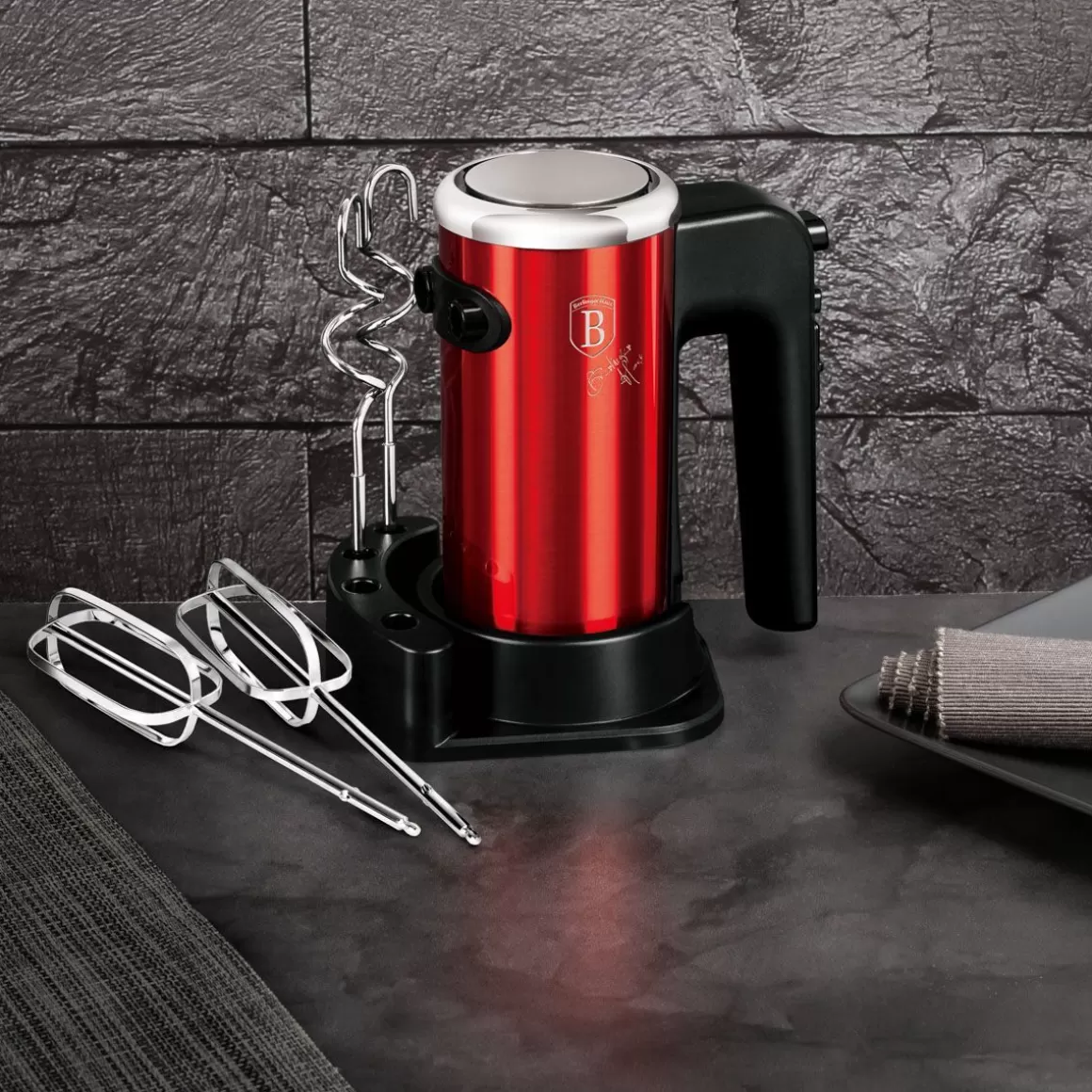 Berlinger Haus Frullatore Manuale 300W, Design Elegante in Tonalità Bordeaux per Preparazioni Perfette