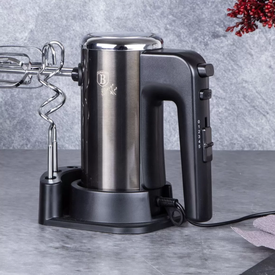 BERLINGER HAUS Frullatore Manuale 300W Nero Metallizzato per Cucina Domestica