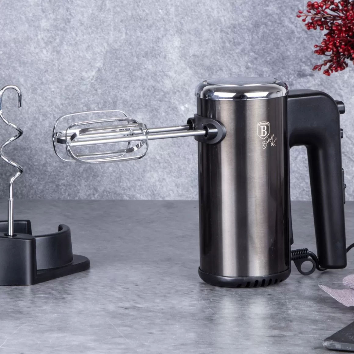 BERLINGER HAUS Frullatore Manuale 300W Nero Metallizzato per Cucina Domestica