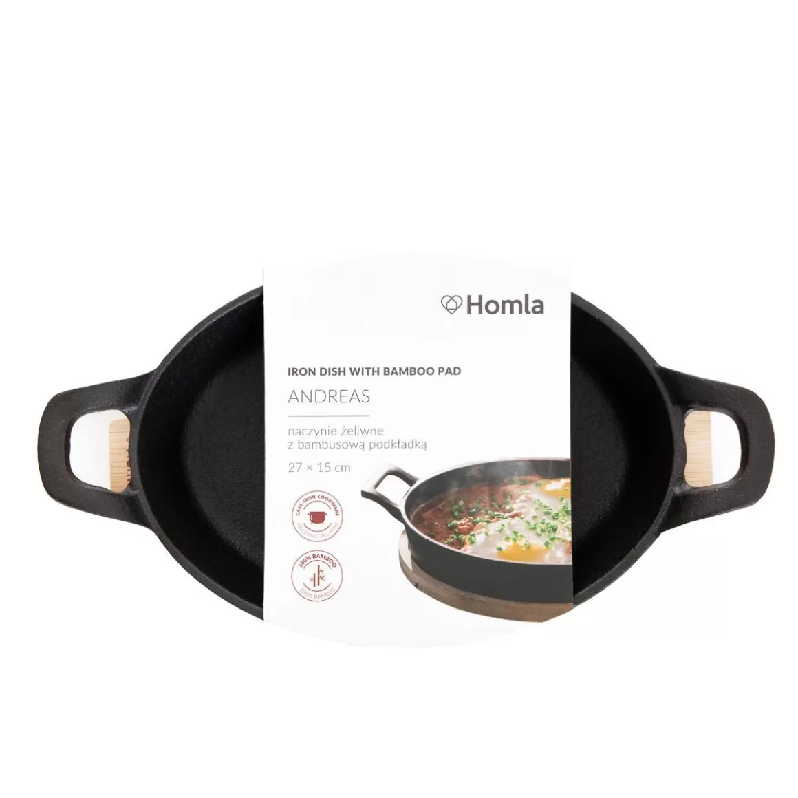 HOMLA Pentola in Ghisa Andreas con Base Integrata - Formato Medio, Diametro 27 cm per Cucina Professionale