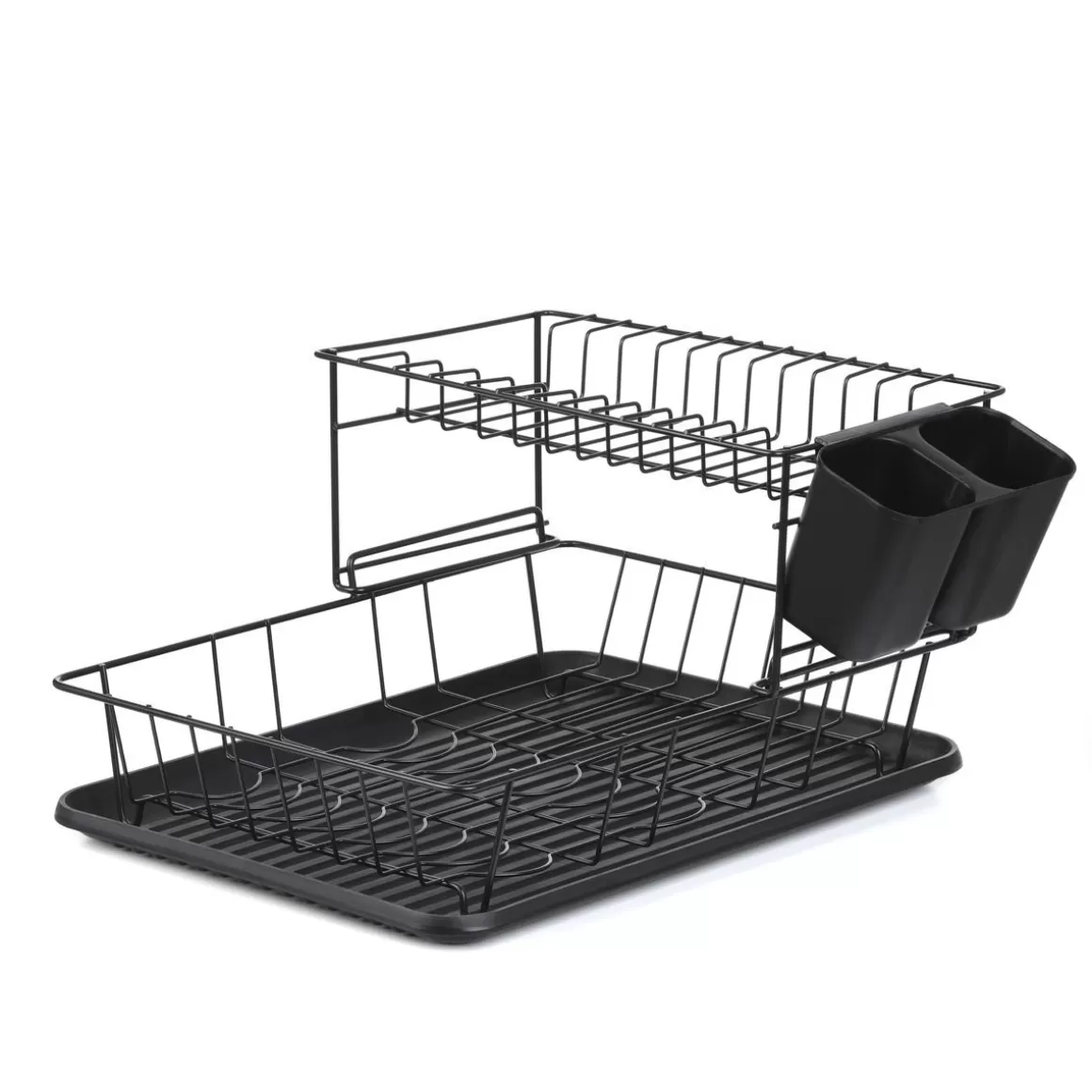 HOMLA Scolapiatti Breca Nero, Design Compatto 43x31x23 cm - Ideale per Cucine Moderne, Multilivello e Pratico