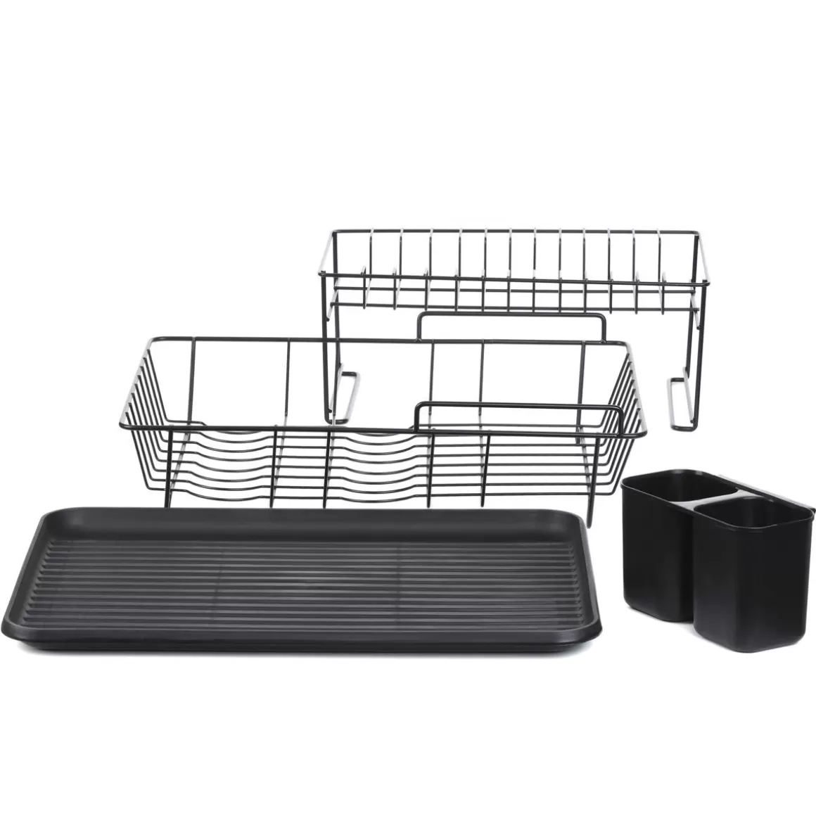 HOMLA Scolapiatti Breca Nero, Design Compatto 43x31x23 cm - Ideale per Cucine Moderne, Multilivello e Pratico