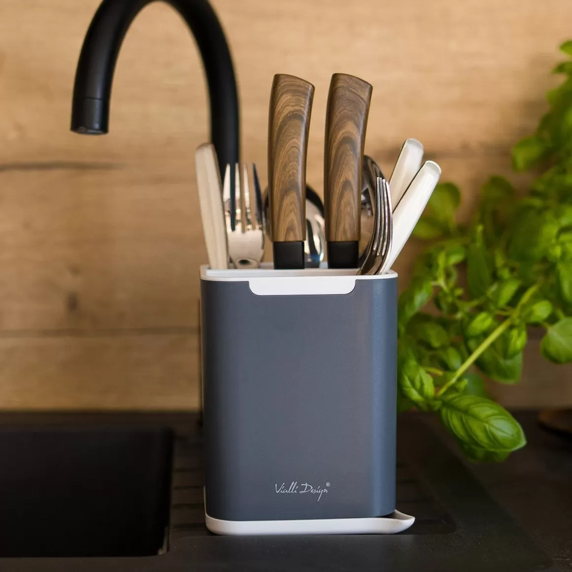 Scorriposate Livio Duo by Vialli Design - Compatto 11x11 cm, Design Funzionale per Cucina Moderna