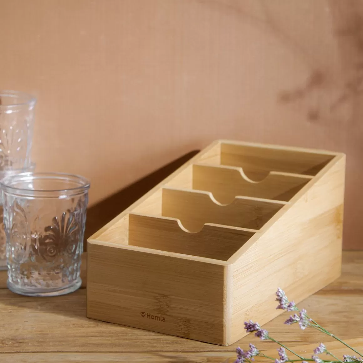 HOMLA - Organizzatore Eco-Friendly in Bambù per Cucina, Compatto 25x13 cm